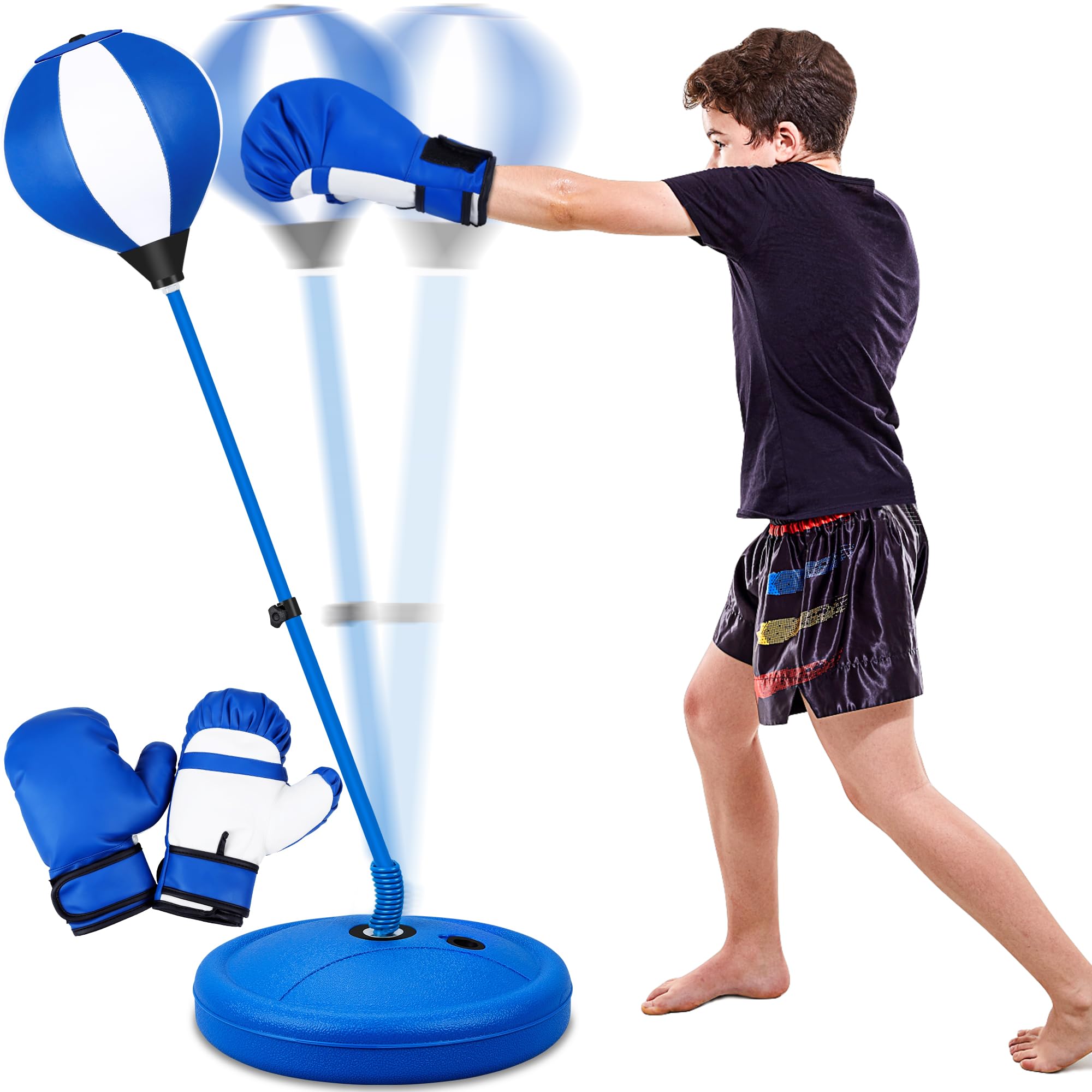 Punching Bag Set Toy with Boxing Gloves, Ideal Birthday for Kids Ages 3-8+