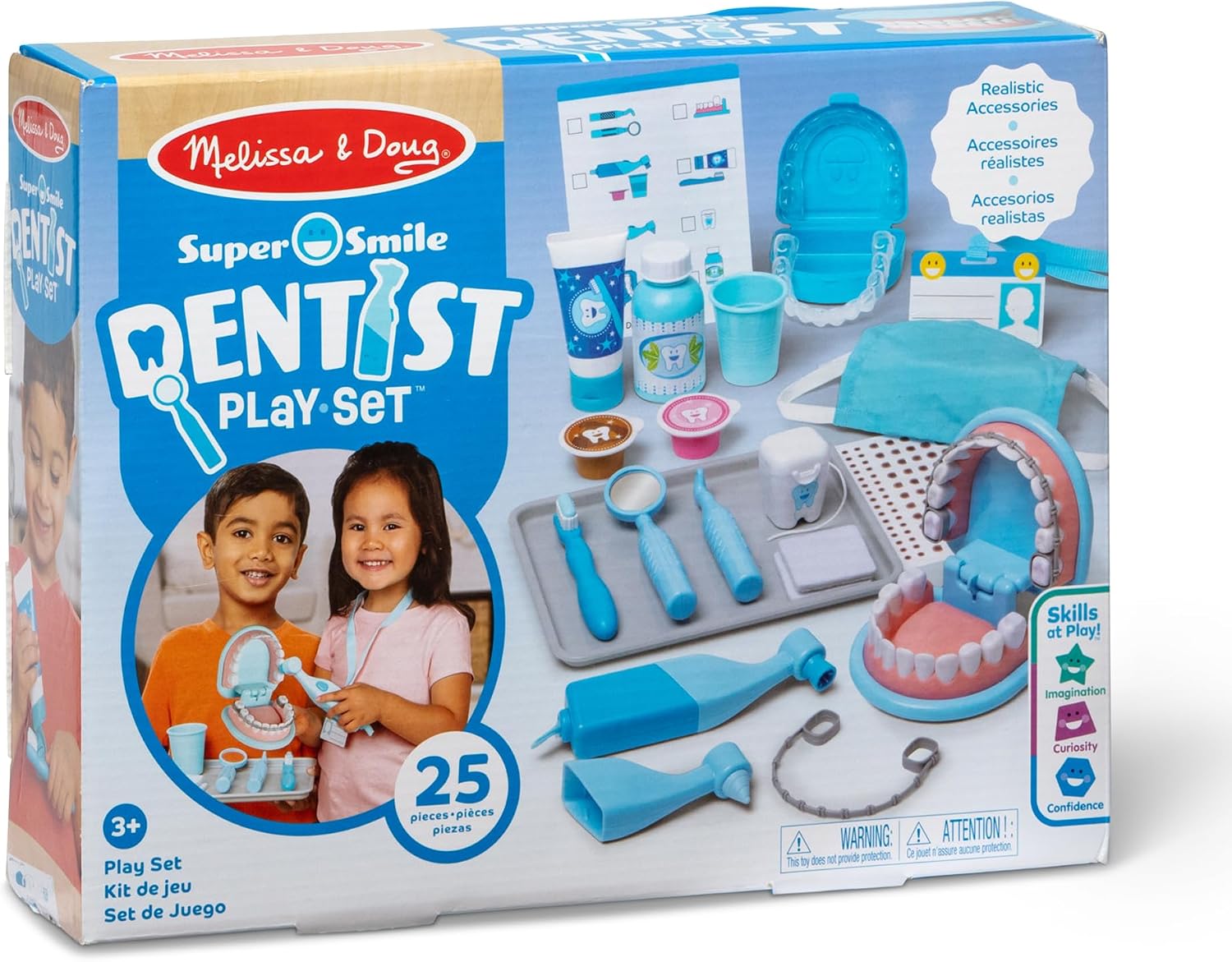 Melissa & Doug Super Smile Dentist Play Set, 25-Piece Dentist Kit with Oversized Teeth, Large Tools & Accessories, Kids Toys for Girls & Boys 3+