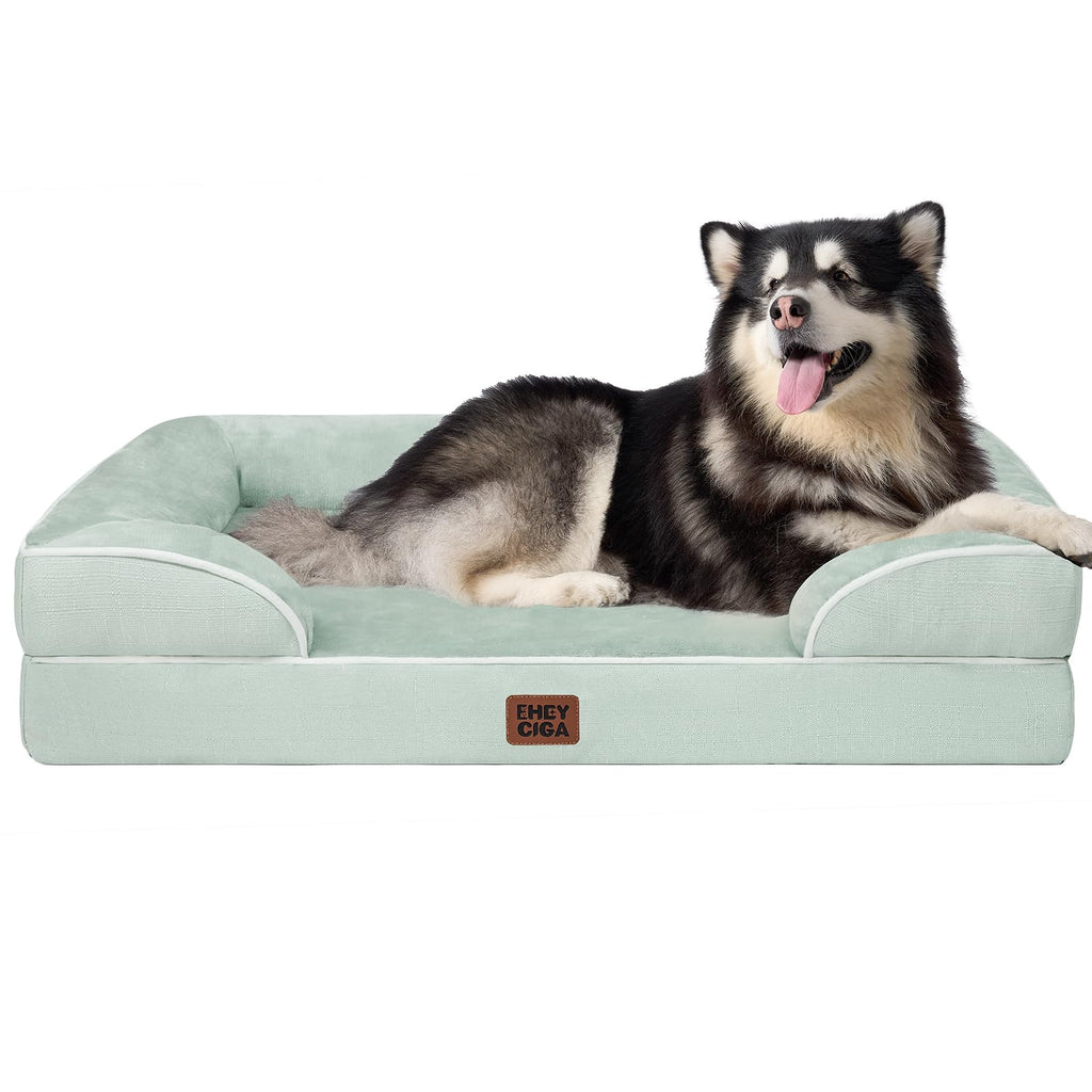 EHEYCIGA Orthopedic Dog Beds Large Sized Dog, Waterproof Memory Foam Pet Bed with Sides, Non-Slip Bottom Large Pet Bed with Washable Removable Cover, Grey