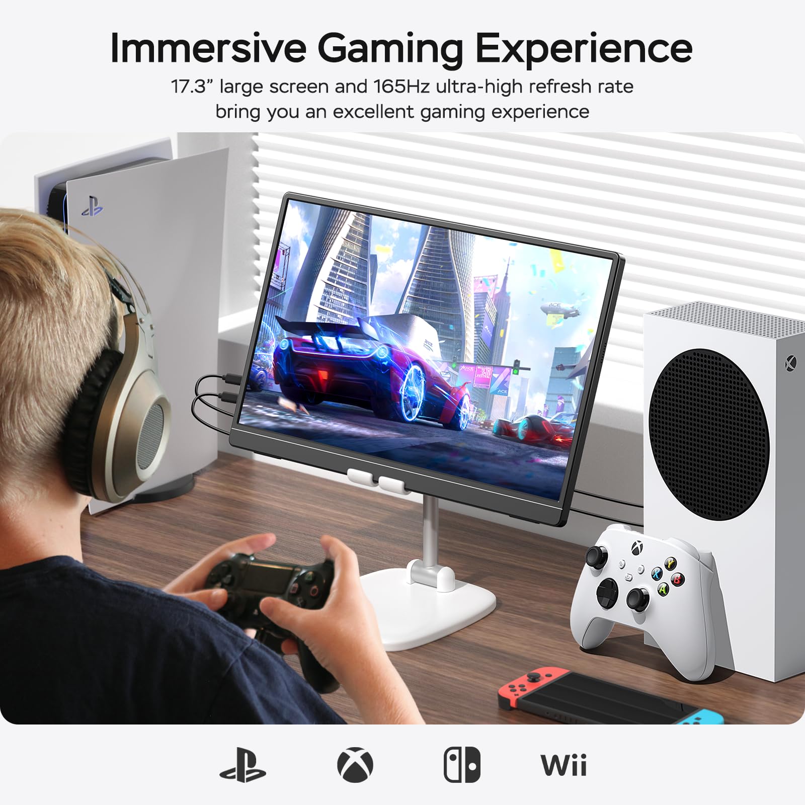 MNN 15.6" FHD 60Hz Portable Monitor USB-C HDMI IPS HDR Gaming Laptop