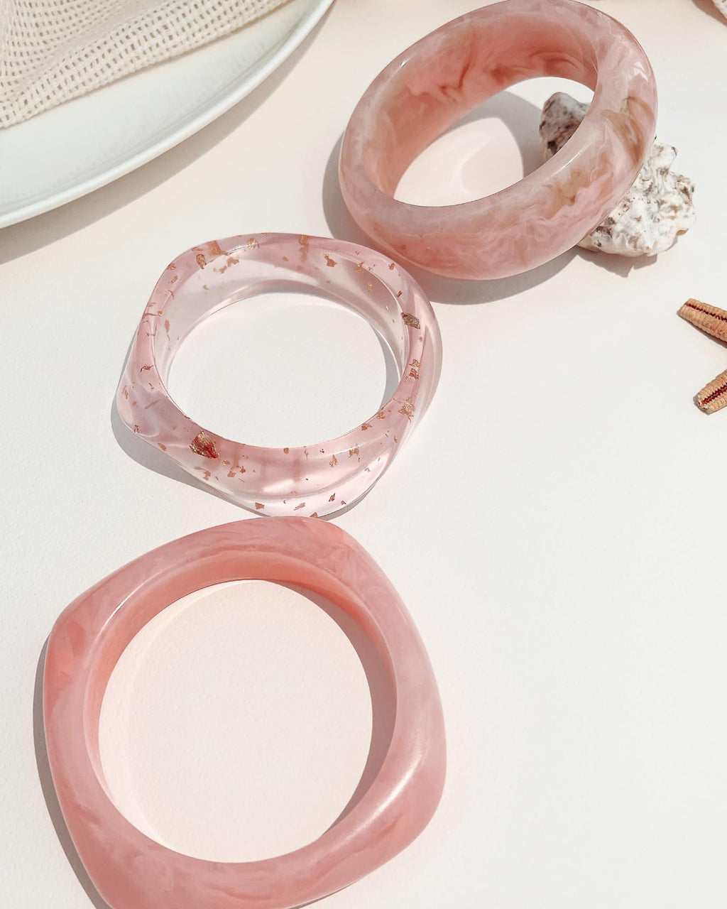 ÌF ME Acrylic Bangles Bracelets for Women, Irregular Acrylic Resin Chunky Bracelets Geometric Fashions Thick Statement bangle Set