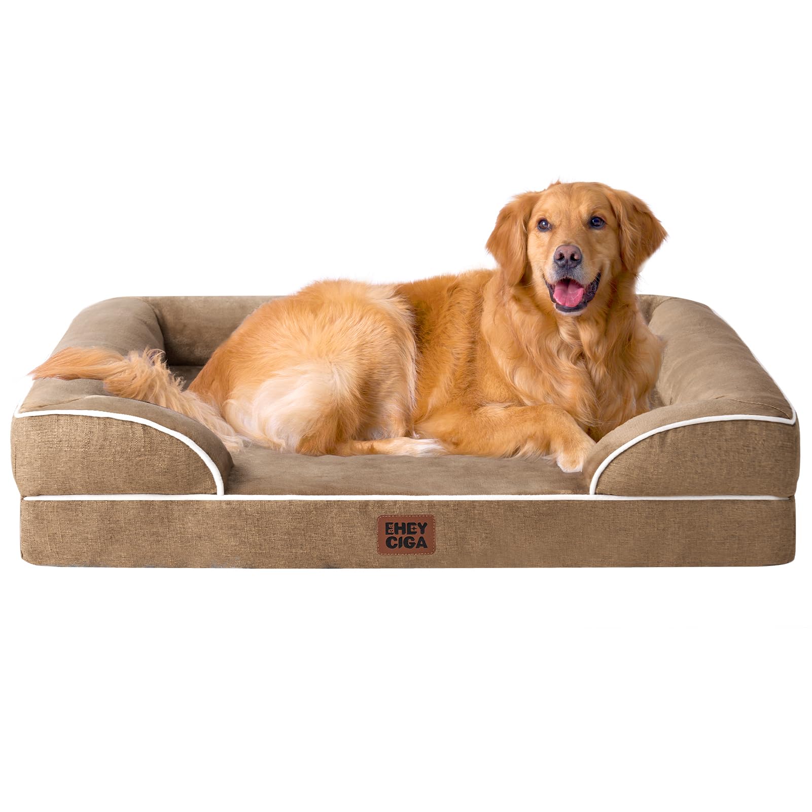 EHEYCIGA Orthopedic Dog Beds Large Sized Dog, Waterproof Memory Foam Pet Bed with Sides, Non-Slip Bottom Large Pet Bed with Washable Removable Cover, Grey