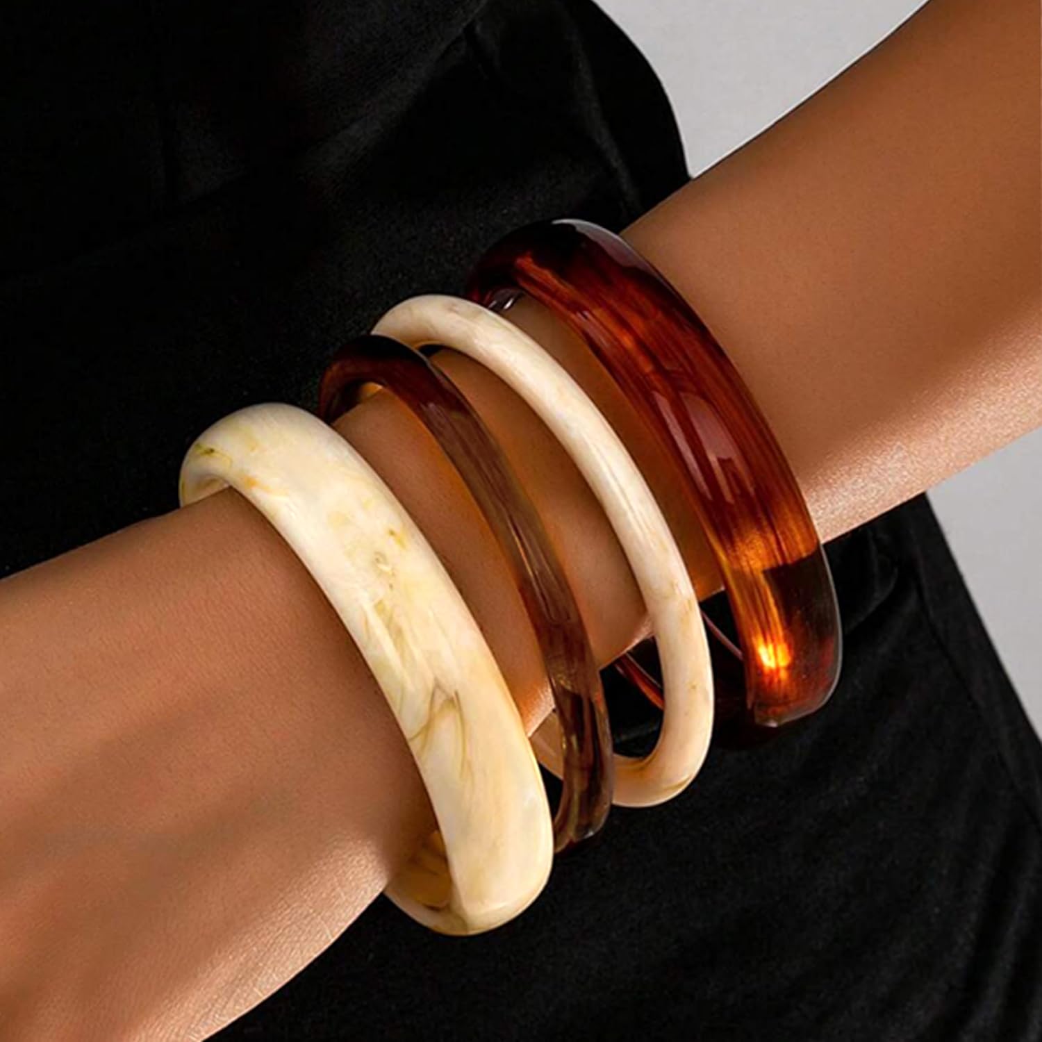 ÌF ME Acrylic Bangles Bracelets for Women, Irregular Acrylic Resin Chunky Bracelets Geometric Fashions Thick Statement bangle Set