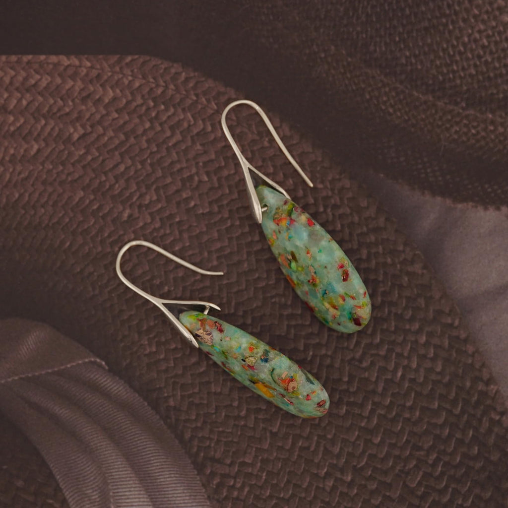 Sriomu Natural Healing Stone Fishhoop Dangle Drop Earrings Statement Gold silver earrings