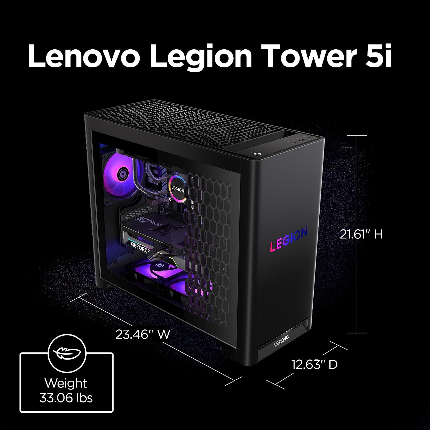 Lenovo Legion Tower 5i – AI-Powered Gaming PC - Intel® Core Ultra 7 265F Processor – NVIDIA® GeForce RTX™ 5070 Ti Graphics – 32 GB Memory – 1 TB Storage – 3 Months of PC GamePass