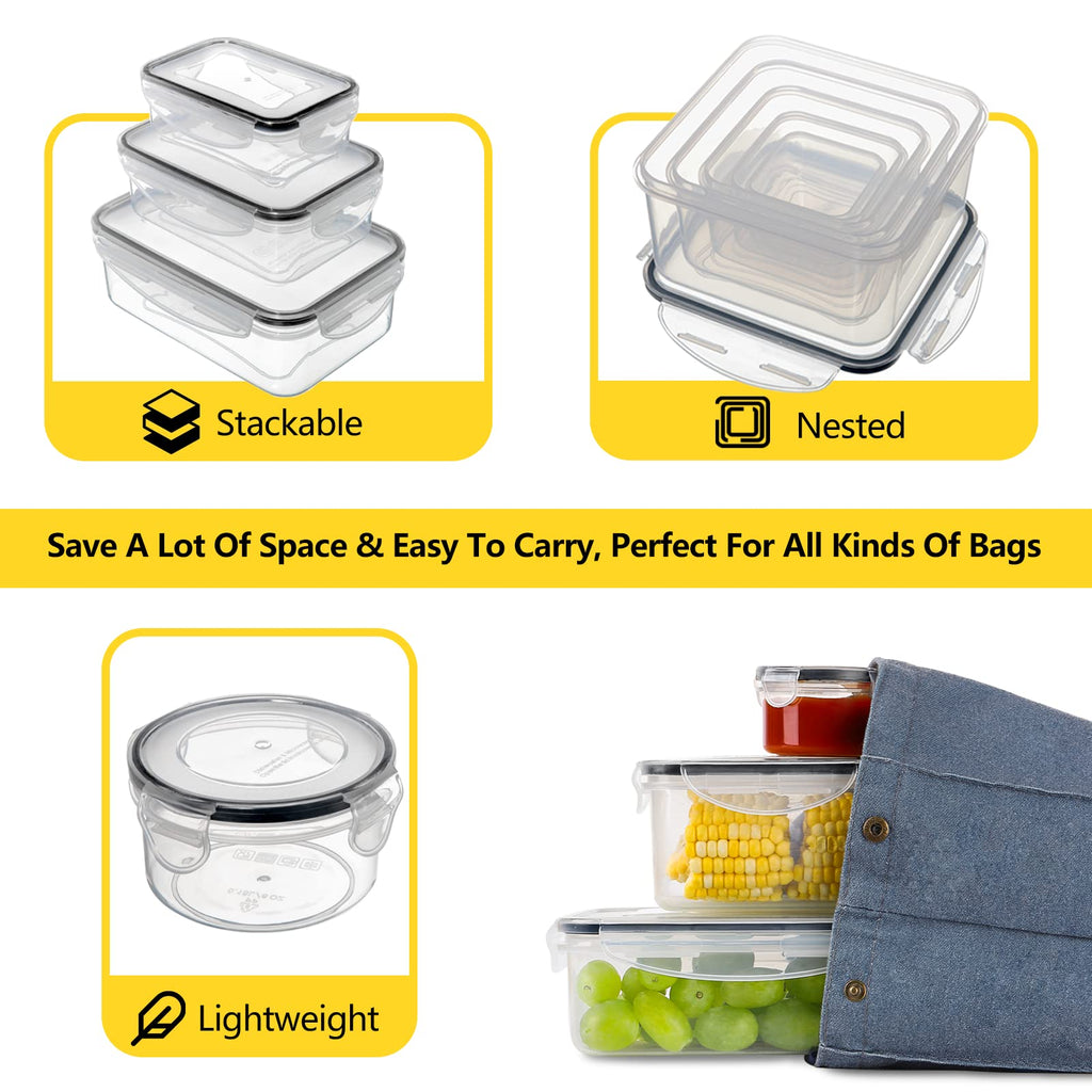 JSCARES 40 PCS Food Storage Containers with Lids Airtight (20 Lids &20 Containers) - Leakproof Meal-Prep Containers for Kitchen Storage Reusable Plastic Microwave/Dishwasher Safe with Labels & Pen