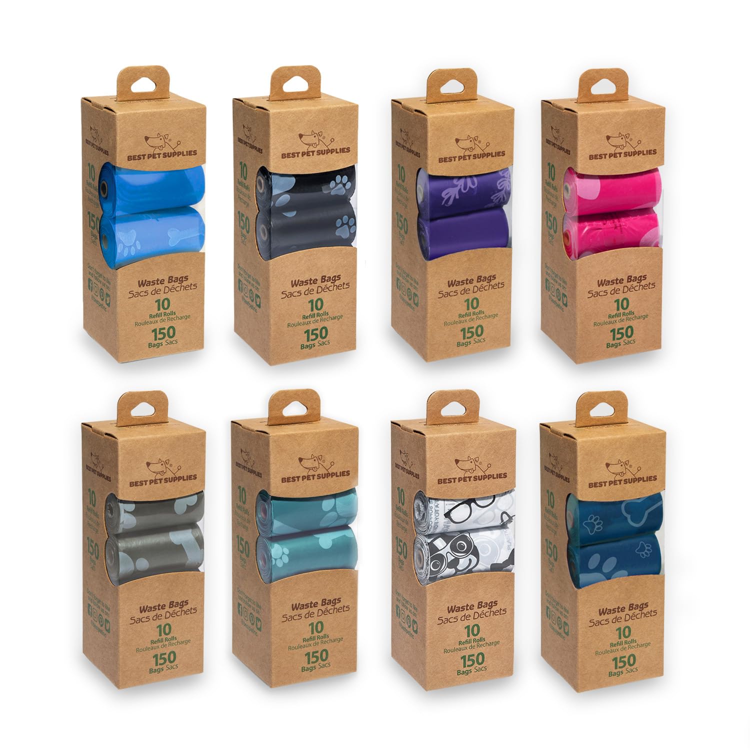 Best Pet Supplies Poop Bags for Dogs - Assorted Colors, 150 Count