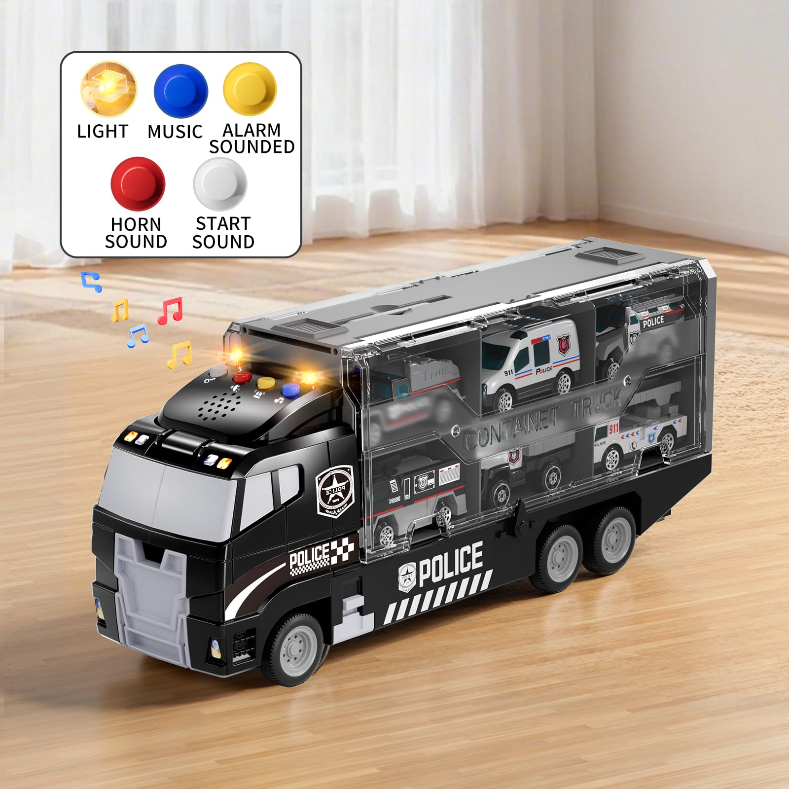 NIPLOOOW Toddler Boys Construction Truck Vehicle Toy Set with Play Mat and Die-Cast Toy Car, Transport Carrier Truck for Kids 3-5, Birthday Gifts Toys for 3-8 Year Old Boys
