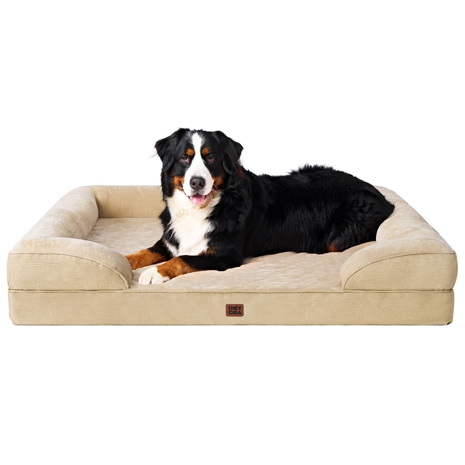 EHEYCIGA Orthopedic Dog Beds Large Sized Dog, Waterproof Memory Foam Pet Bed with Sides, Non-Slip Bottom Large Pet Bed with Washable Removable Cover, Grey