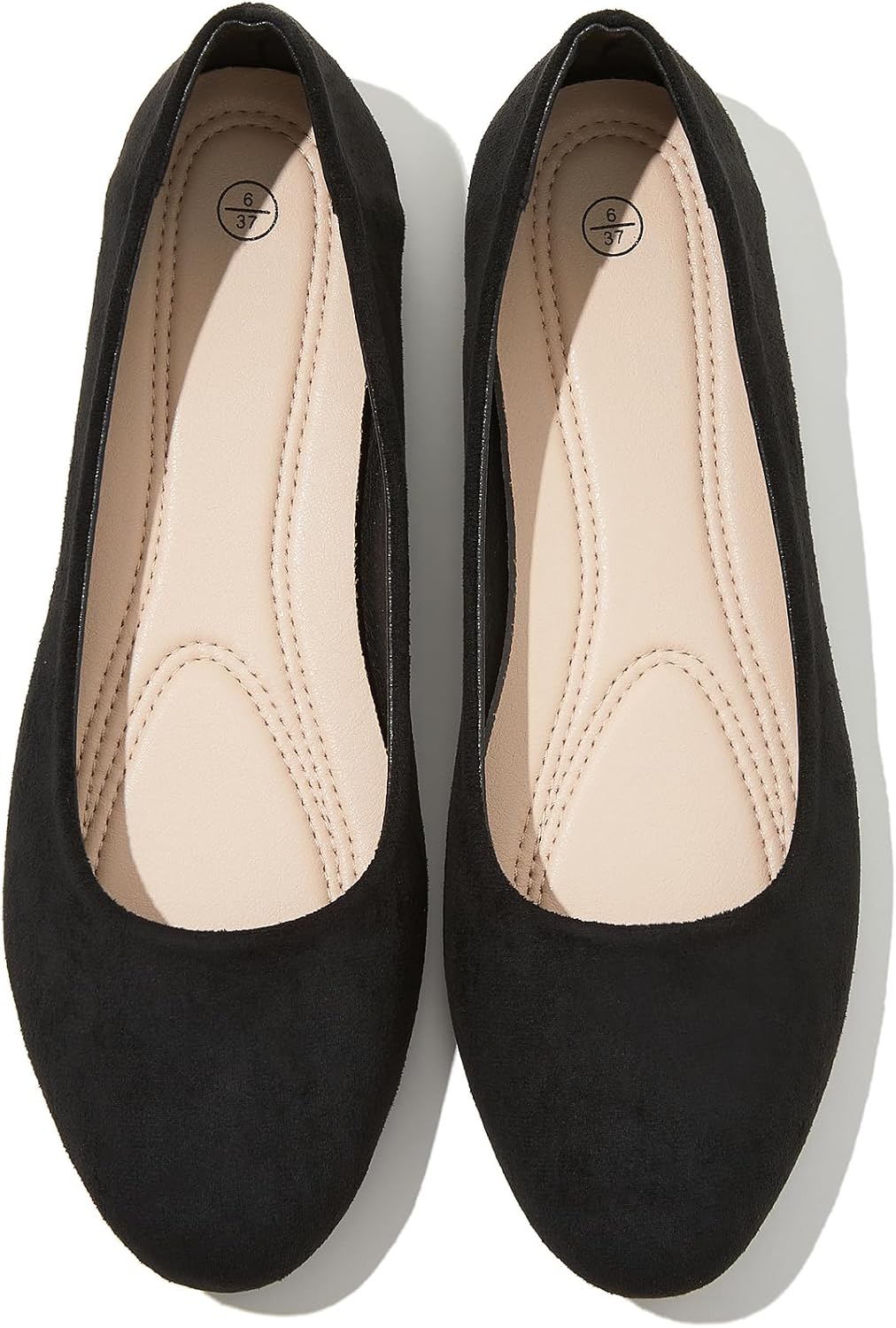 Shupua Flats for Women Round Toe Black Ballet Flats Dressy Work Shoes