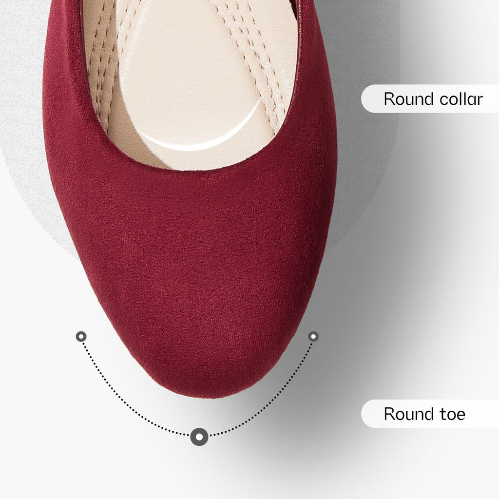 Shupua Flats for Women Round Toe Black Ballet Flats Dressy Work Shoes