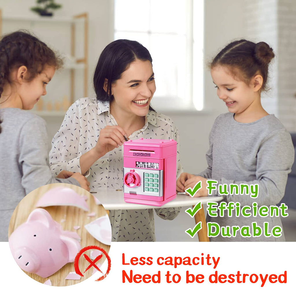 Refasy Piggy Bank Cash Coin Can ATM Bank Electronic Coin Money Bank for Kids Age 3-12, Money Savings Box Mini ATM Coin Bank Toys Gifts for 3 4 5 6 7 8 9 10 11 12 Year Old Boys Girls