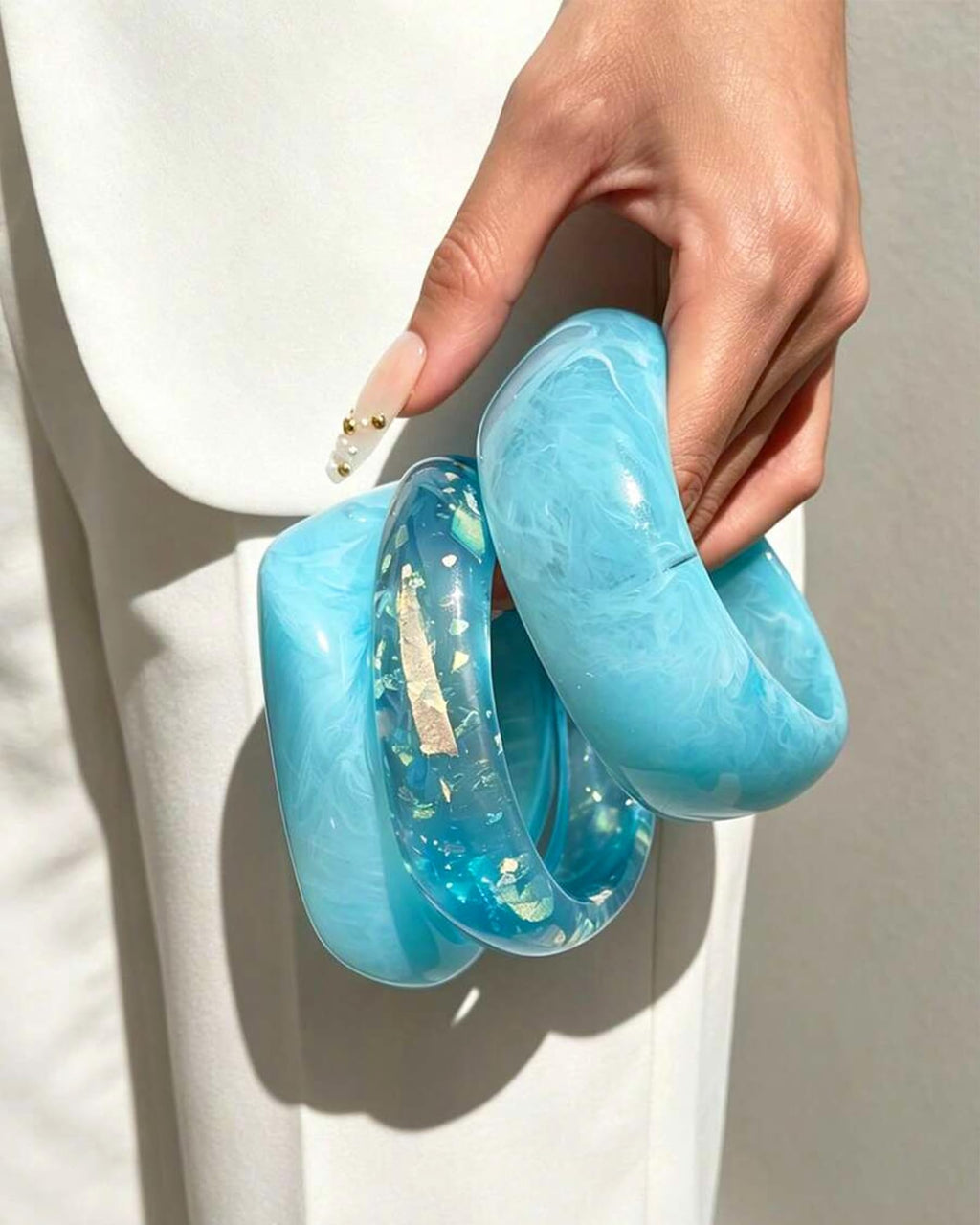 ÌF ME Acrylic Bangles Bracelets for Women, Irregular Acrylic Resin Chunky Bracelets Geometric Fashions Thick Statement bangle Set