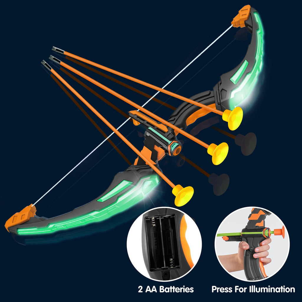 JOYIN Kids Bow and Arrow Set, LED Light Up Archery Toy Set with 9 Suction Cup Arrows, Target & Arrow Case, Indoor and Outdoor Hunting Play Gift Toys for Kids, Boys & Girls Ages 6-12