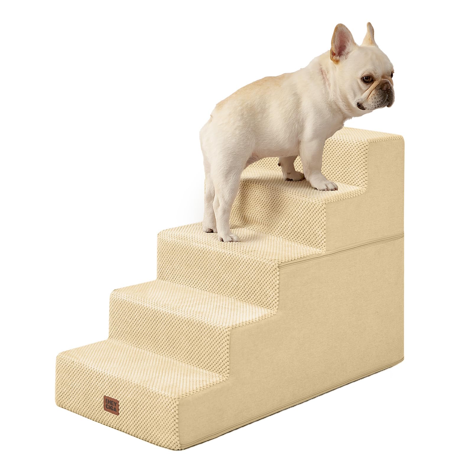 EHEYCIGA Dog Stairs for Bed 18" H, 4-Step Dog Steps for High Bed, Grey