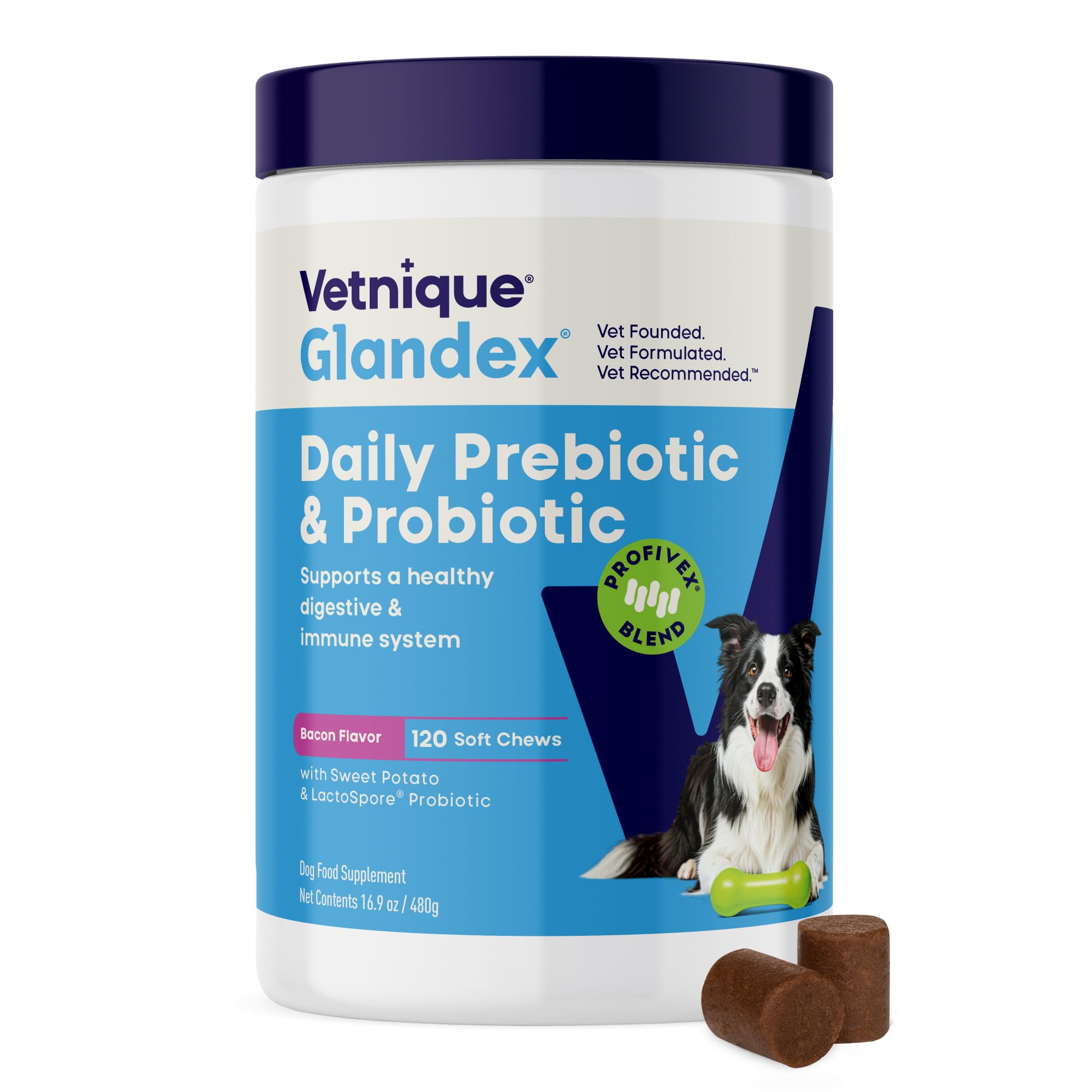 Vetnique Glandex Probiotics for Dogs Chews 30ct, Prebiotics & Enzymes