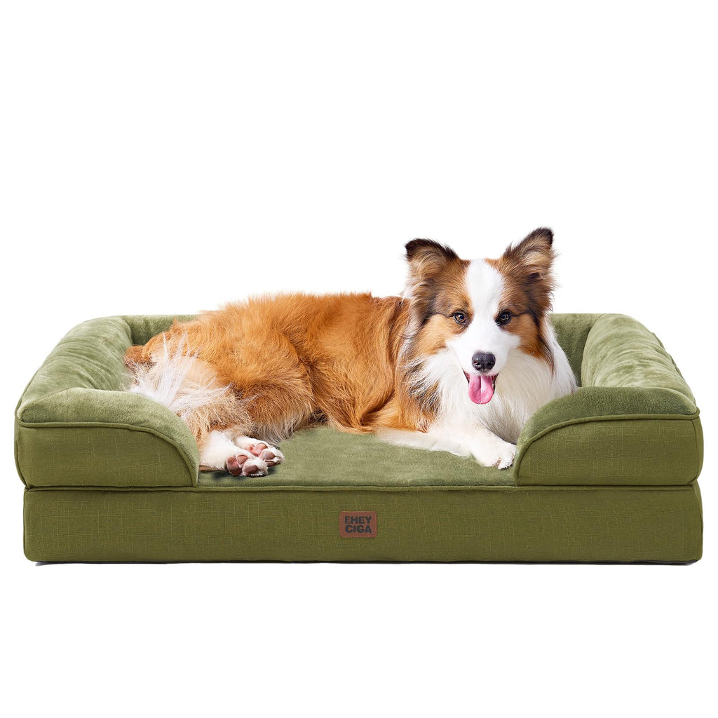 EHEYCIGA Orthopedic Dog Beds Large Sized Dog, Waterproof Memory Foam Pet Bed with Sides, Non-Slip Bottom Large Pet Bed with Washable Removable Cover, Grey