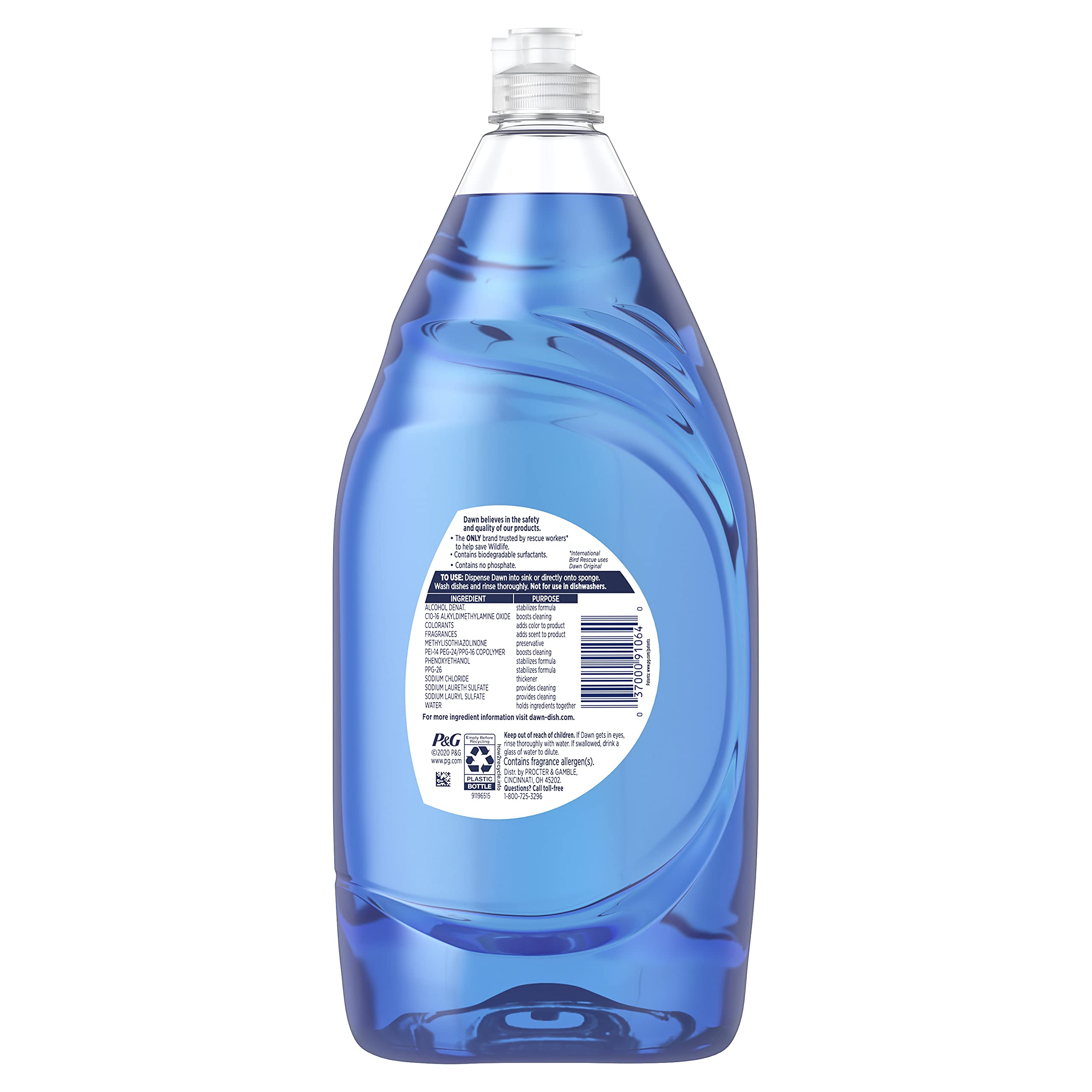 Dawn Ultra Dish Soap Refill Jug Large Size Original Blue Liquid Dishwashing Detergent, Powerful Dish Soap for Grease, 51.5oz (Pack of 2)