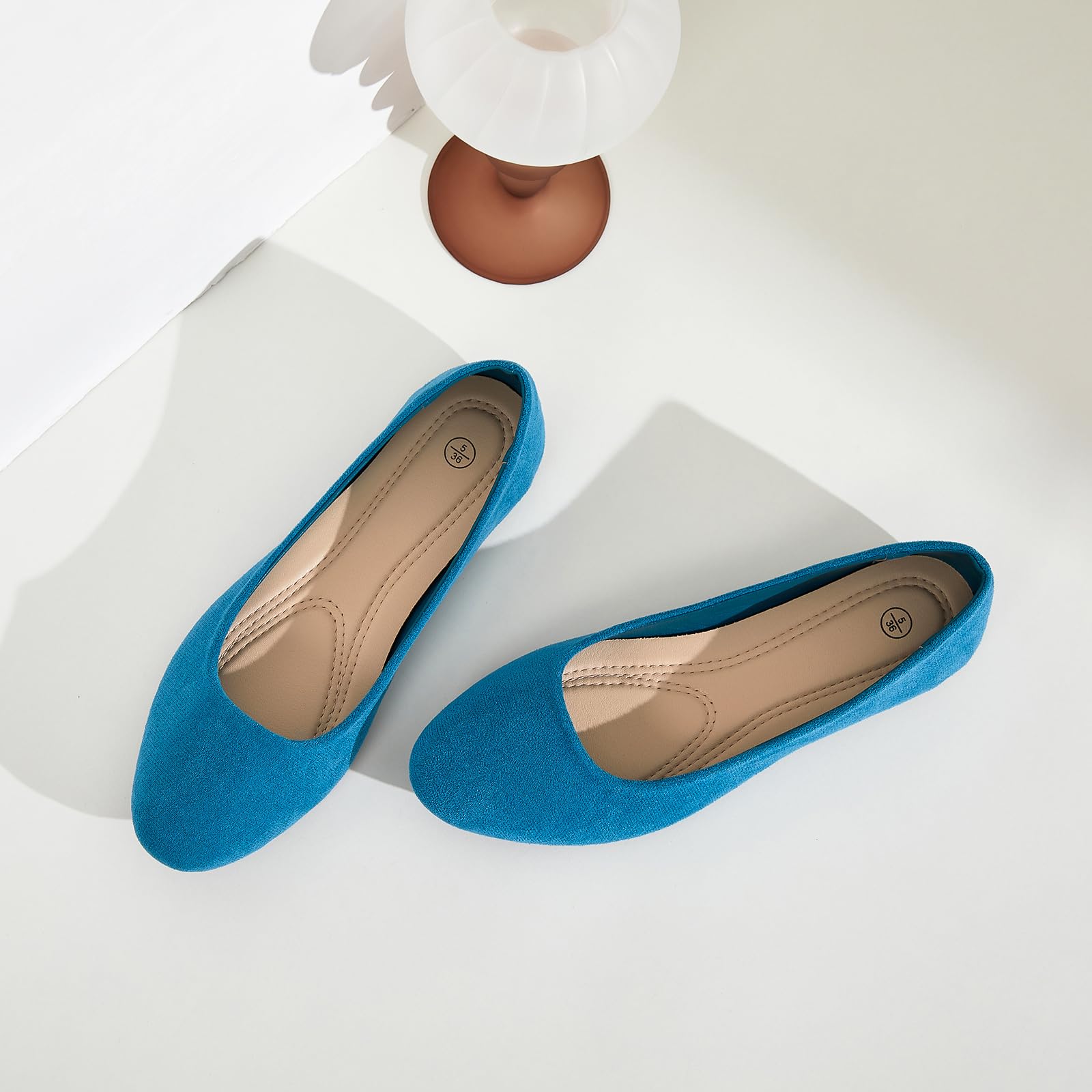 Shupua Flats for Women Round Toe Black Ballet Flats Dressy Work Shoes