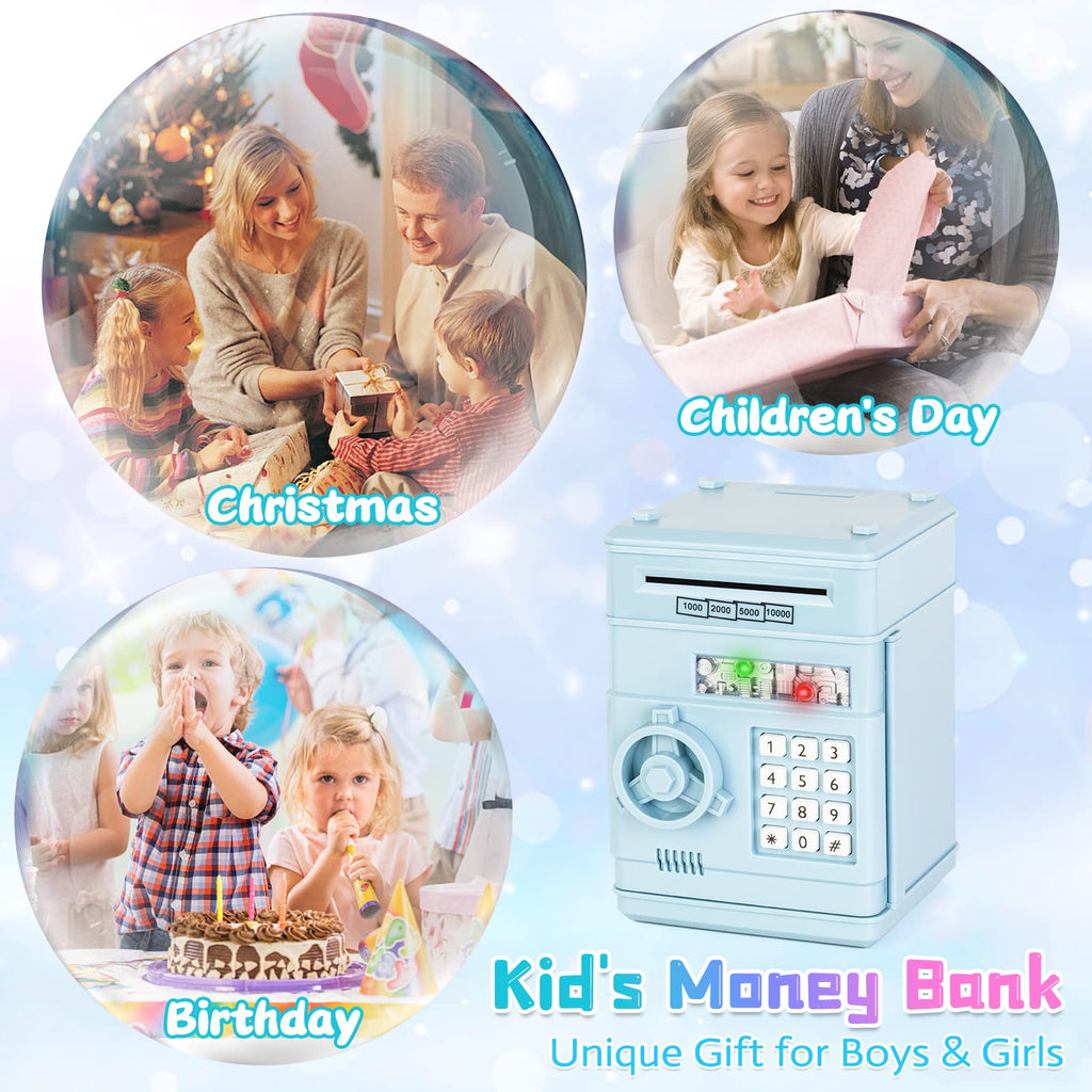 Refasy Piggy Bank Cash Coin Can ATM Bank Electronic Coin Money Bank for Kids Age 3-12, Money Savings Box Mini ATM Coin Bank Toys Gifts for 3 4 5 6 7 8 9 10 11 12 Year Old Boys Girls