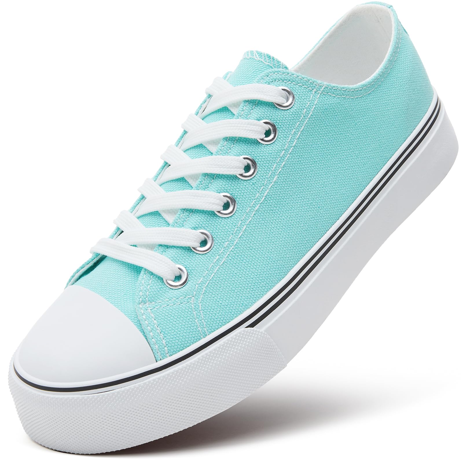 ZGR Womens White Tennis Shoes for Women,Low Tops Lace up Canvas Sneakers