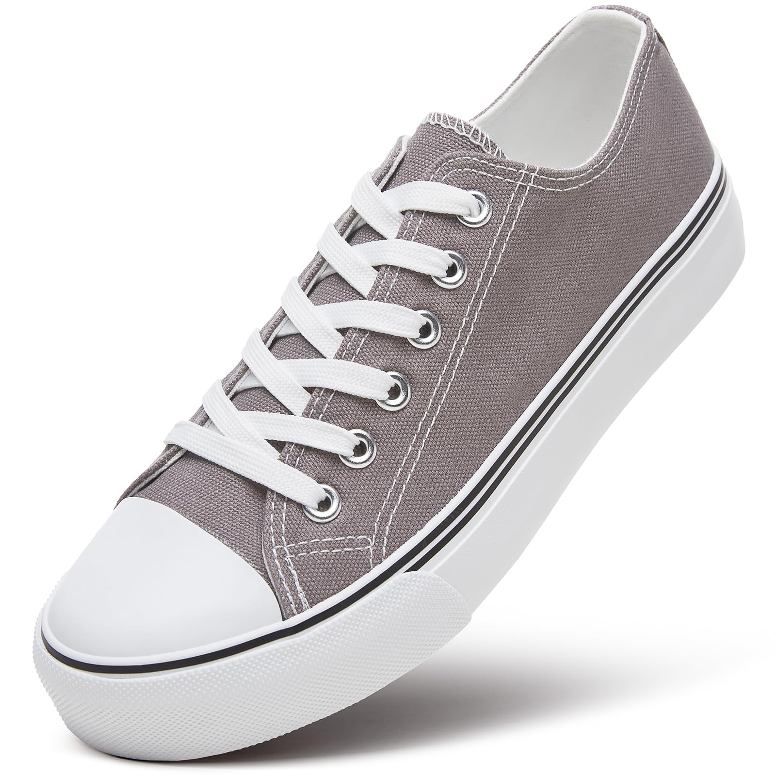 ZGR Womens White Tennis Shoes for Women,Low Tops Lace up Canvas Sneakers
