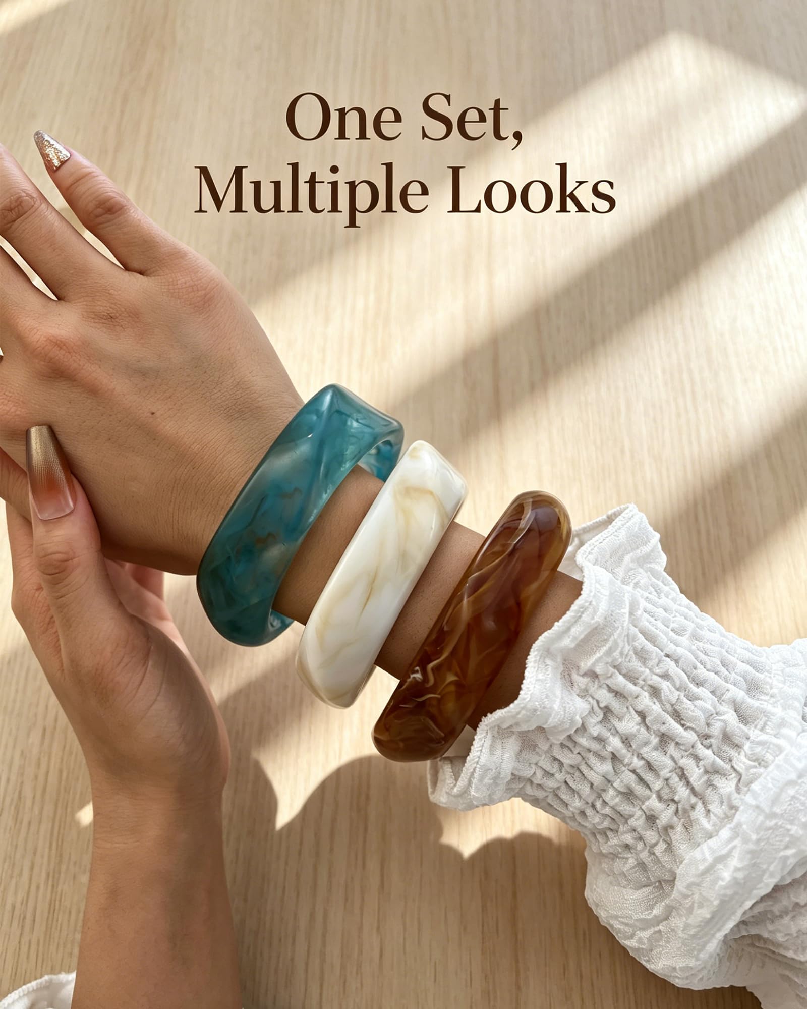 ÌF ME Acrylic Bangles Bracelets for Women, Irregular Acrylic Resin Chunky Bracelets Geometric Fashions Thick Statement bangle Set