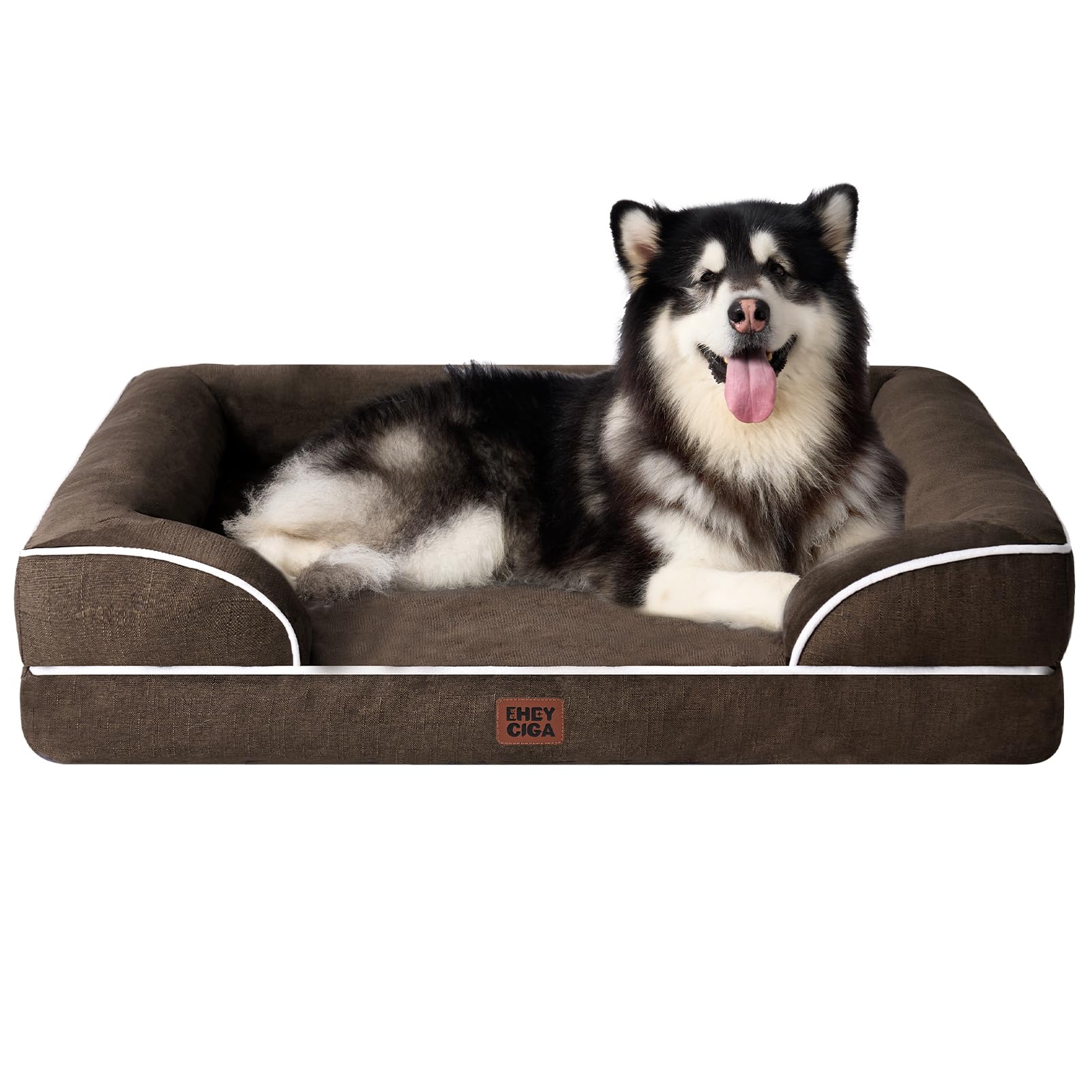 EHEYCIGA Orthopedic Dog Beds Large Sized Dog, Waterproof Memory Foam Pet Bed with Sides, Non-Slip Bottom Large Pet Bed with Washable Removable Cover, Grey