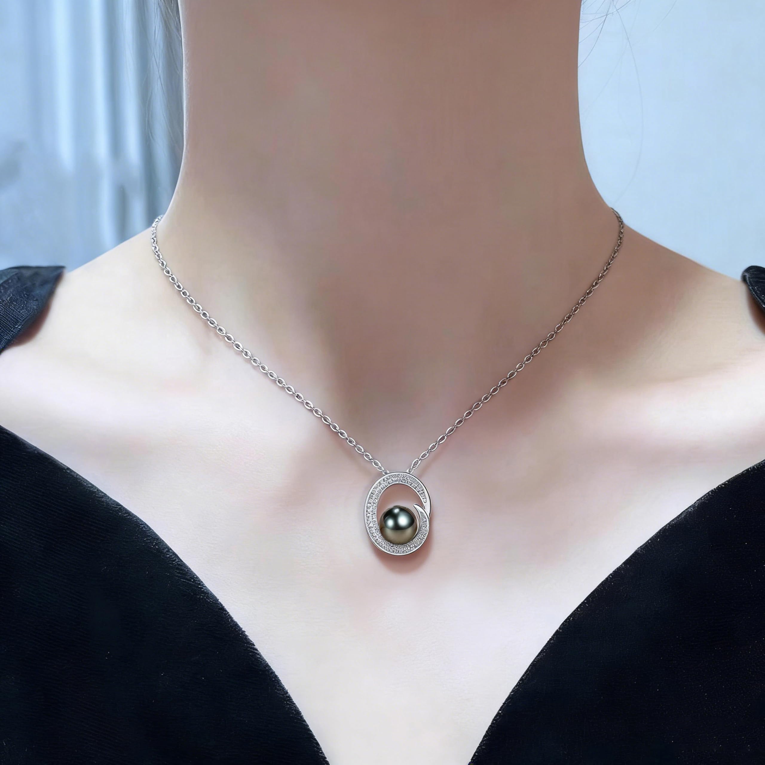NONNYL Mothers Day Gifts For Wife Women Wedding Anniversary - Real Tahitian-Pearl-Necklace, Birthday Valentines Gifts For Wife Her Mom Christmas - Companion Necklace For Women Luxury Fine Jewelry