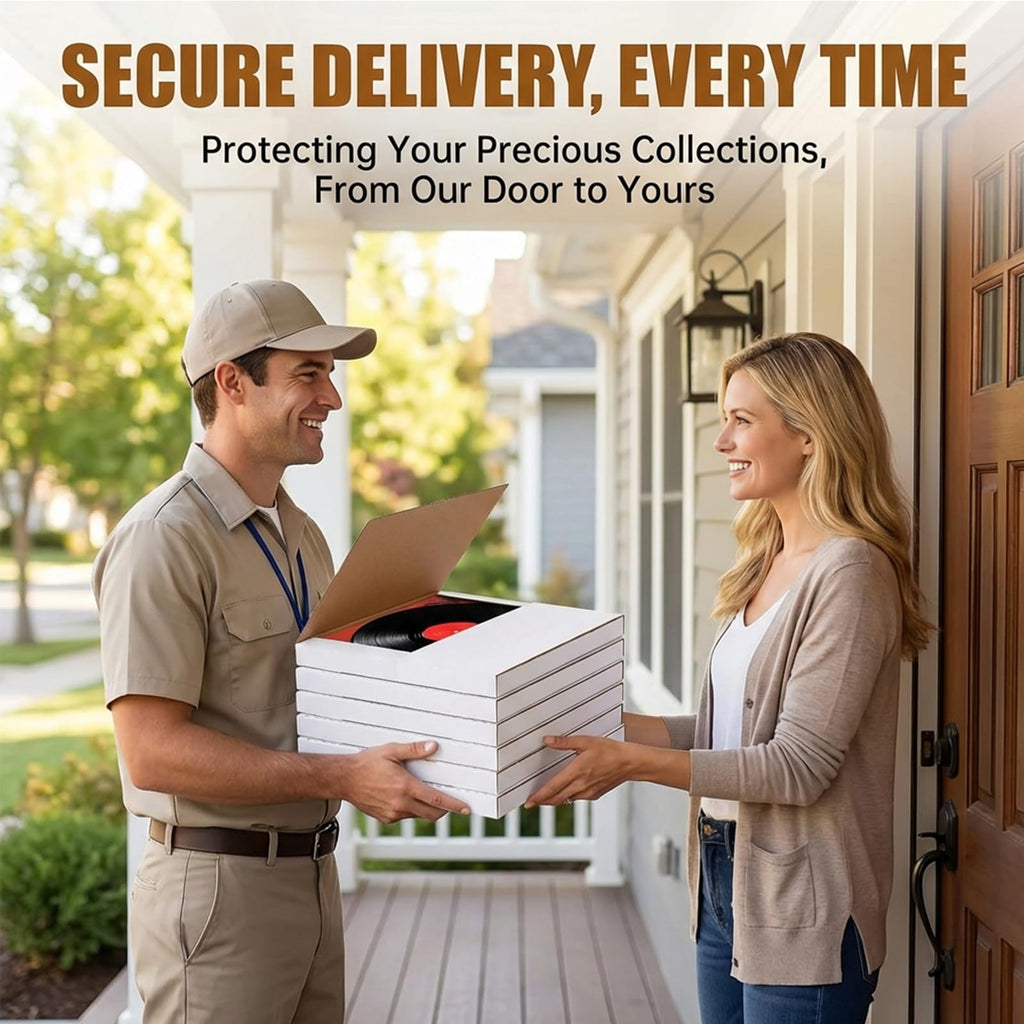 50 Pack Vinyl Record Shipping Boxes: 12.5" X 12.5" x 1" White Vinyl Record LP Shipping Mailer Boxes, Easy Fold LP Cardboard Mailing Boxes Multi Depth Album Mailers for Packaging Moving Storage