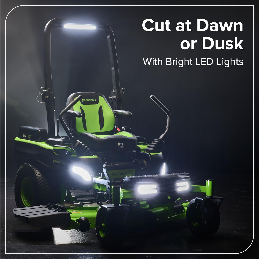 Greenworks 60V 30' Riding Lawn Mower (1.25 Acre, 16 HP Gas Equivalent, 6 MPH, Tow Up to 200 lbs.), (4) 8.0Ah Batteries (1,920 Wh Max) + Turbo Wall Charger