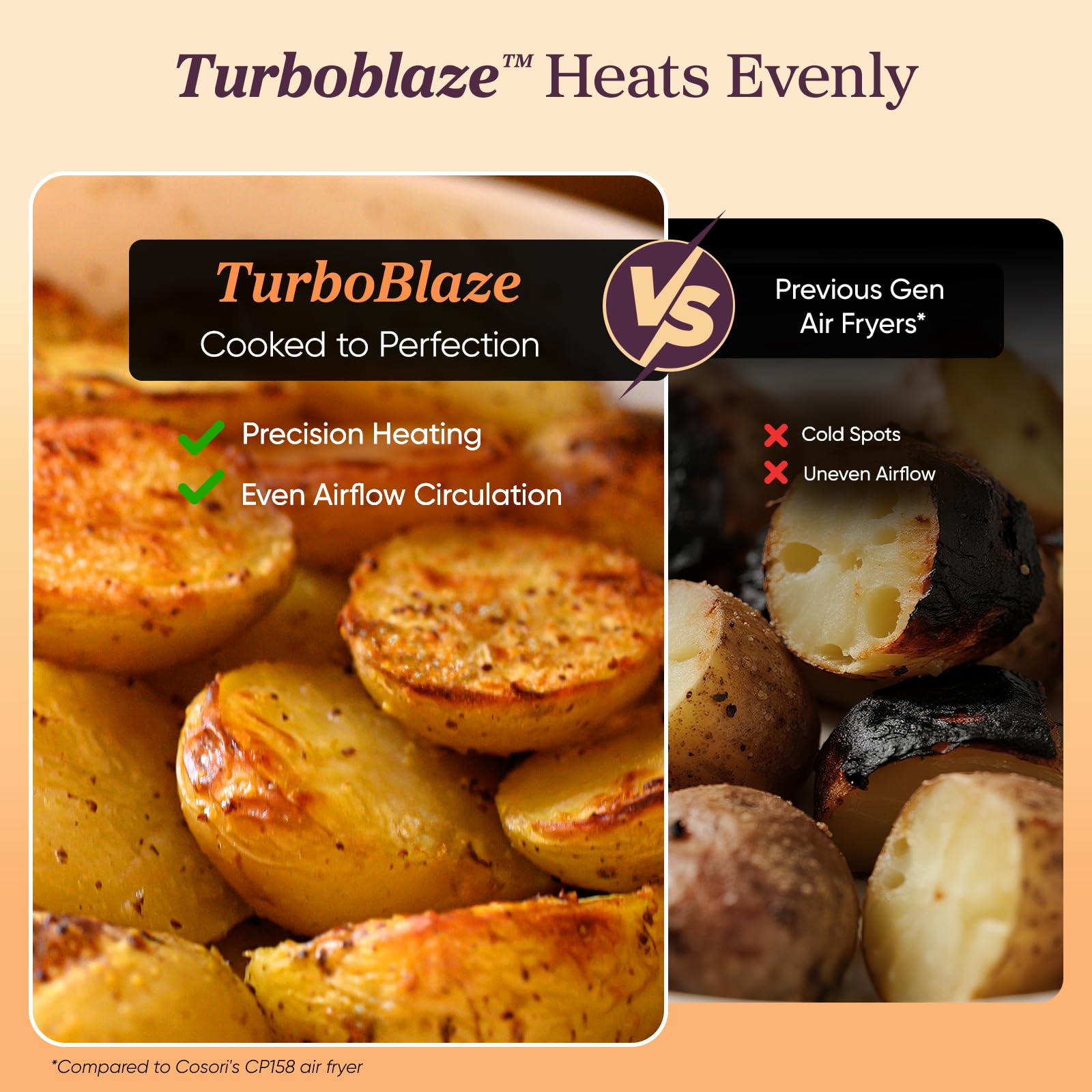 Cosori TurboBlaze Smart Air Fryer 6 Qt, Shake Reminders, 9-in-1, Cream