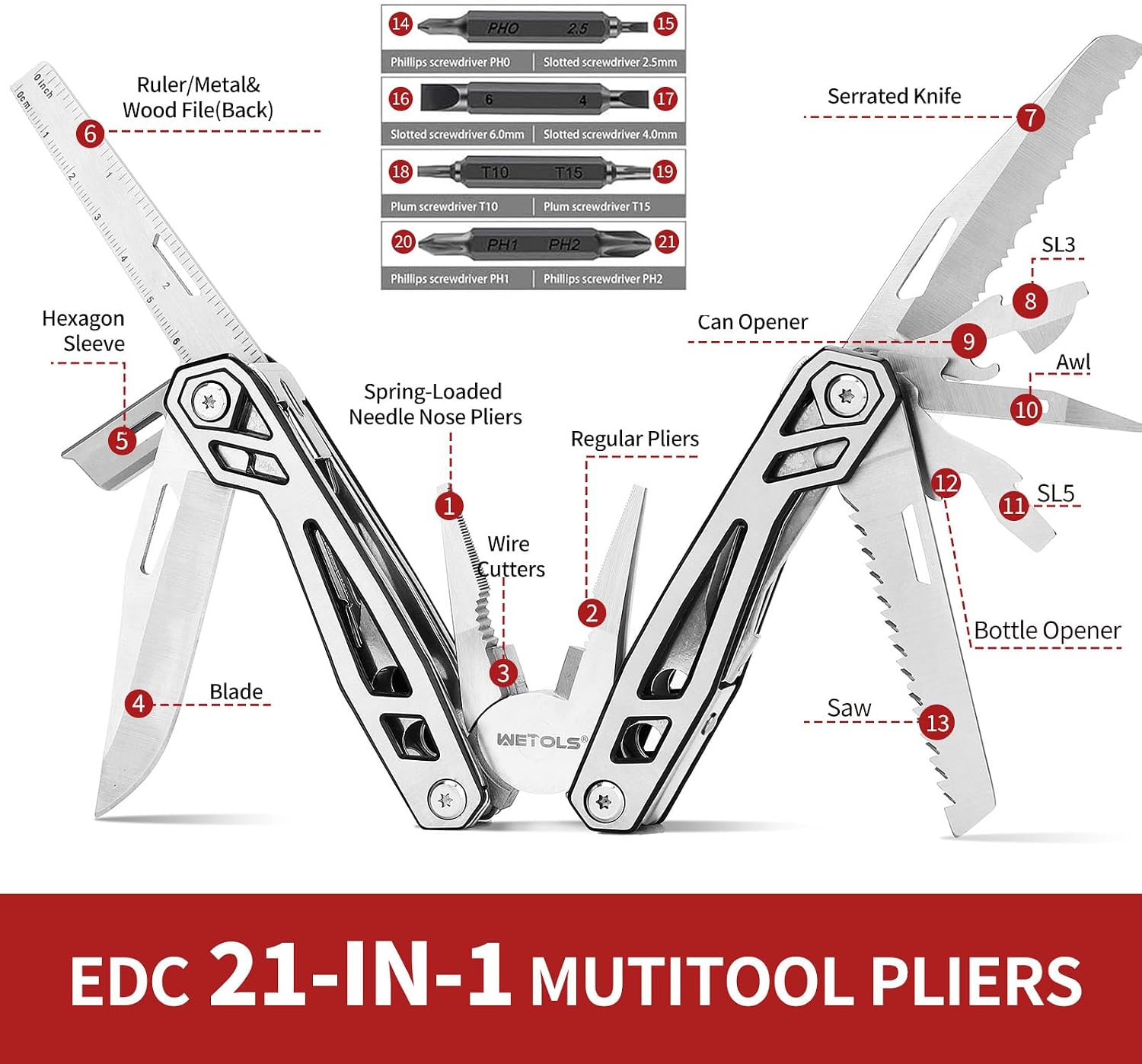 Multitool with Pocket Knife, Birthday Gifts for Men Women Mom Dad