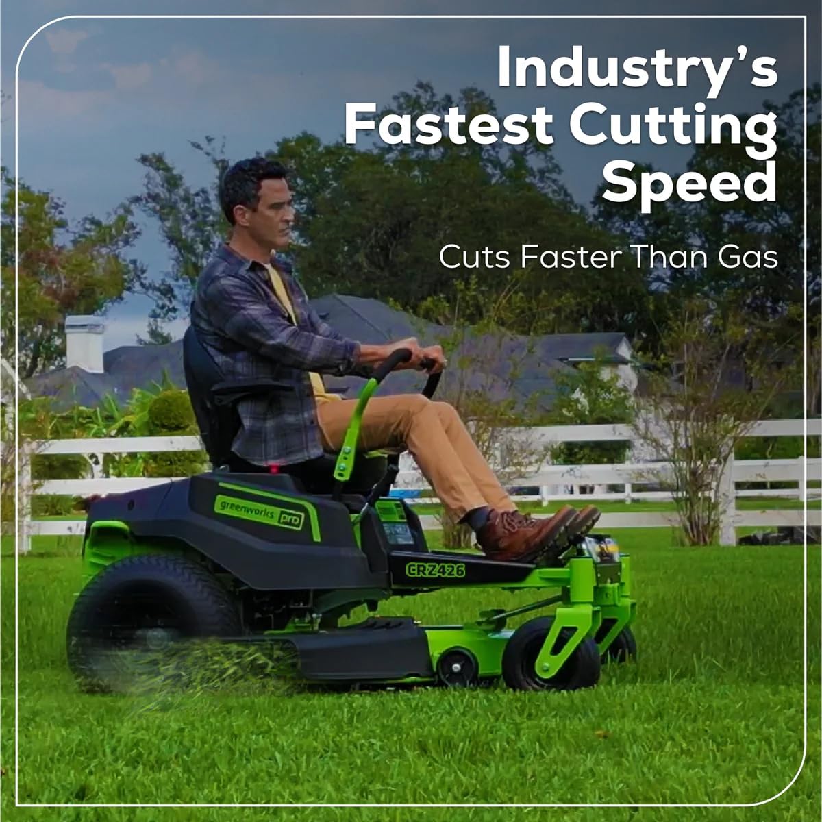 Greenworks 60V 30' Riding Lawn Mower (1.25 Acre, 16 HP Gas Equivalent, 6 MPH, Tow Up to 200 lbs.), (4) 8.0Ah Batteries (1,920 Wh Max) + Turbo Wall Charger