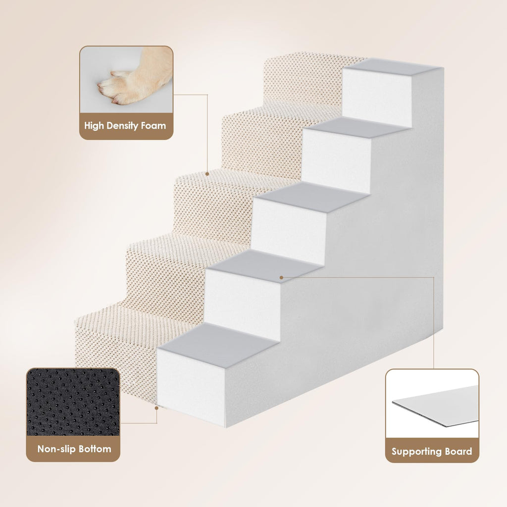 EHEYCIGA Dog Stairs for Bed 18" H, 4-Step Dog Steps for High Bed, Grey