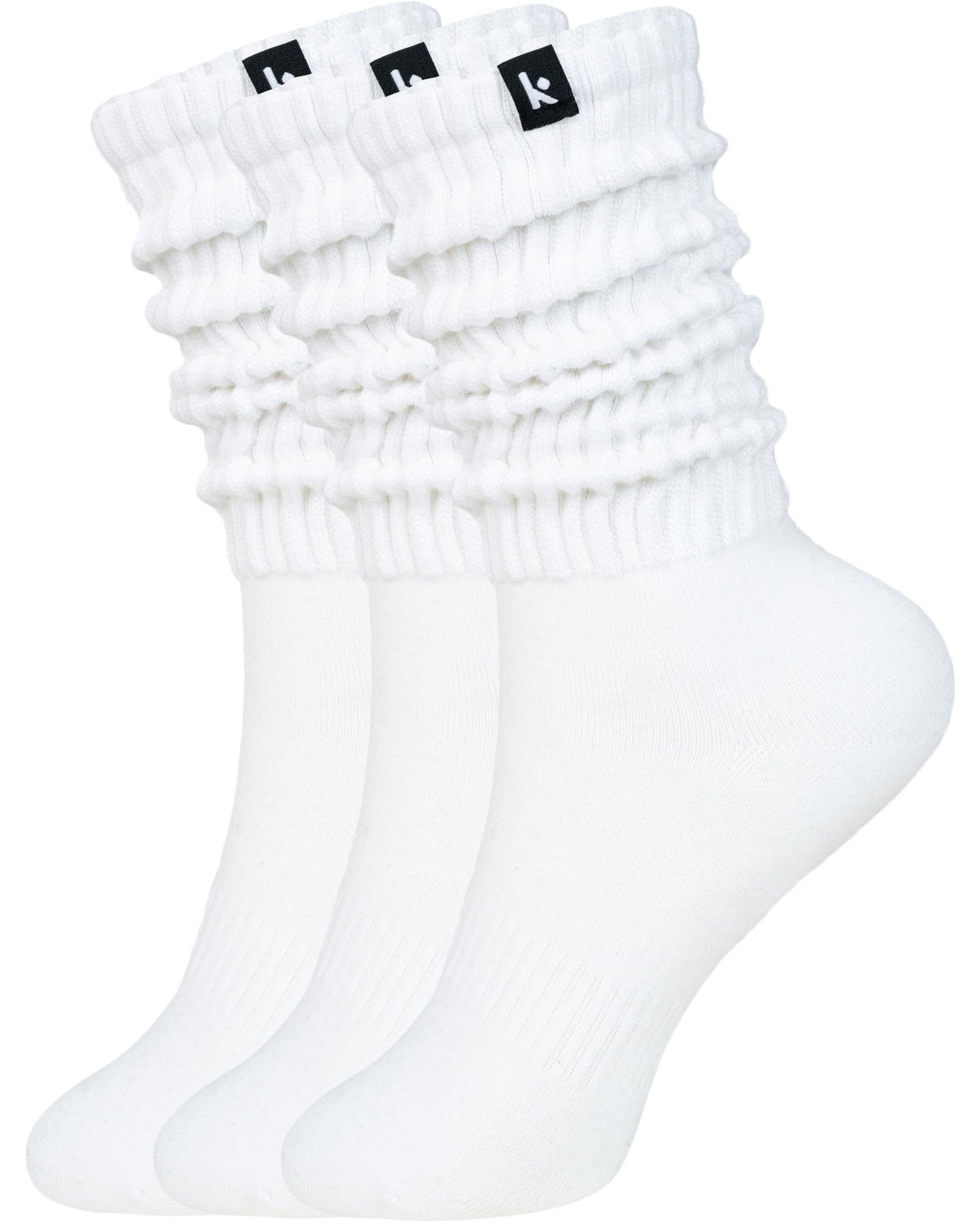 Kamo Fitness Scrunch Boot Socks for Women, Long Cozy Slouch Crew, 3 Pairs