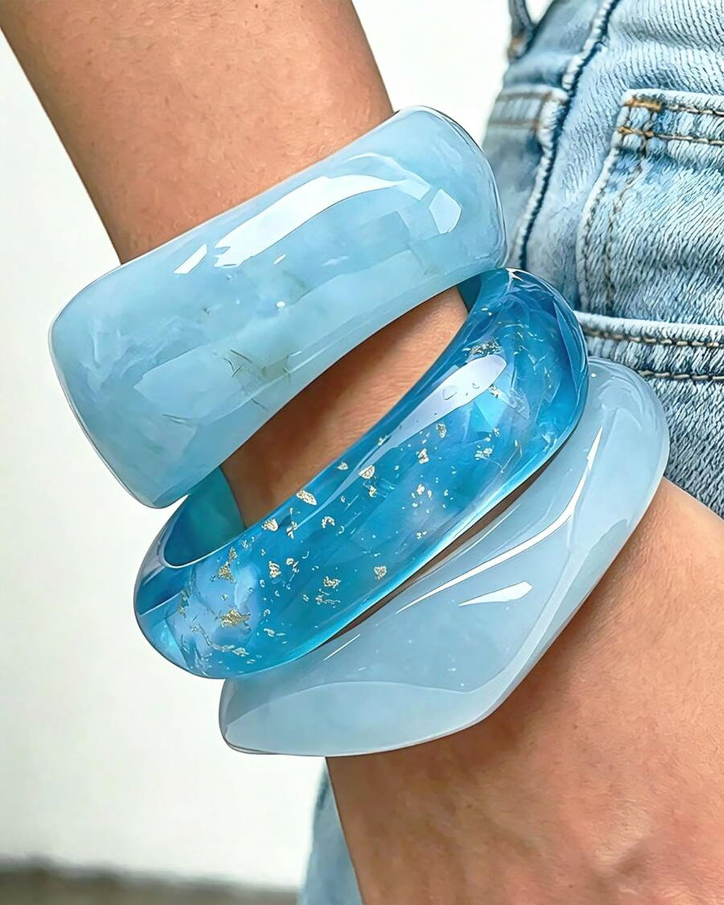 ÌF ME Acrylic Bangles Bracelets for Women, Irregular Acrylic Resin Chunky Bracelets Geometric Fashions Thick Statement bangle Set