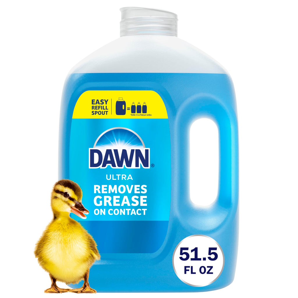 Dawn Ultra Dish Soap Refill Jug Large Size Original Blue Liquid Dishwashing Detergent, Powerful Dish Soap for Grease, 51.5oz (Pack of 2)