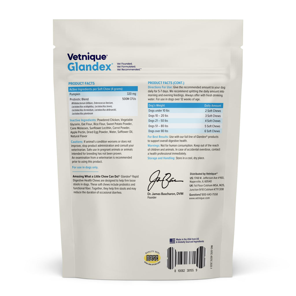 Vetnique Glandex Probiotics for Dogs Chews 30ct, Prebiotics & Enzymes