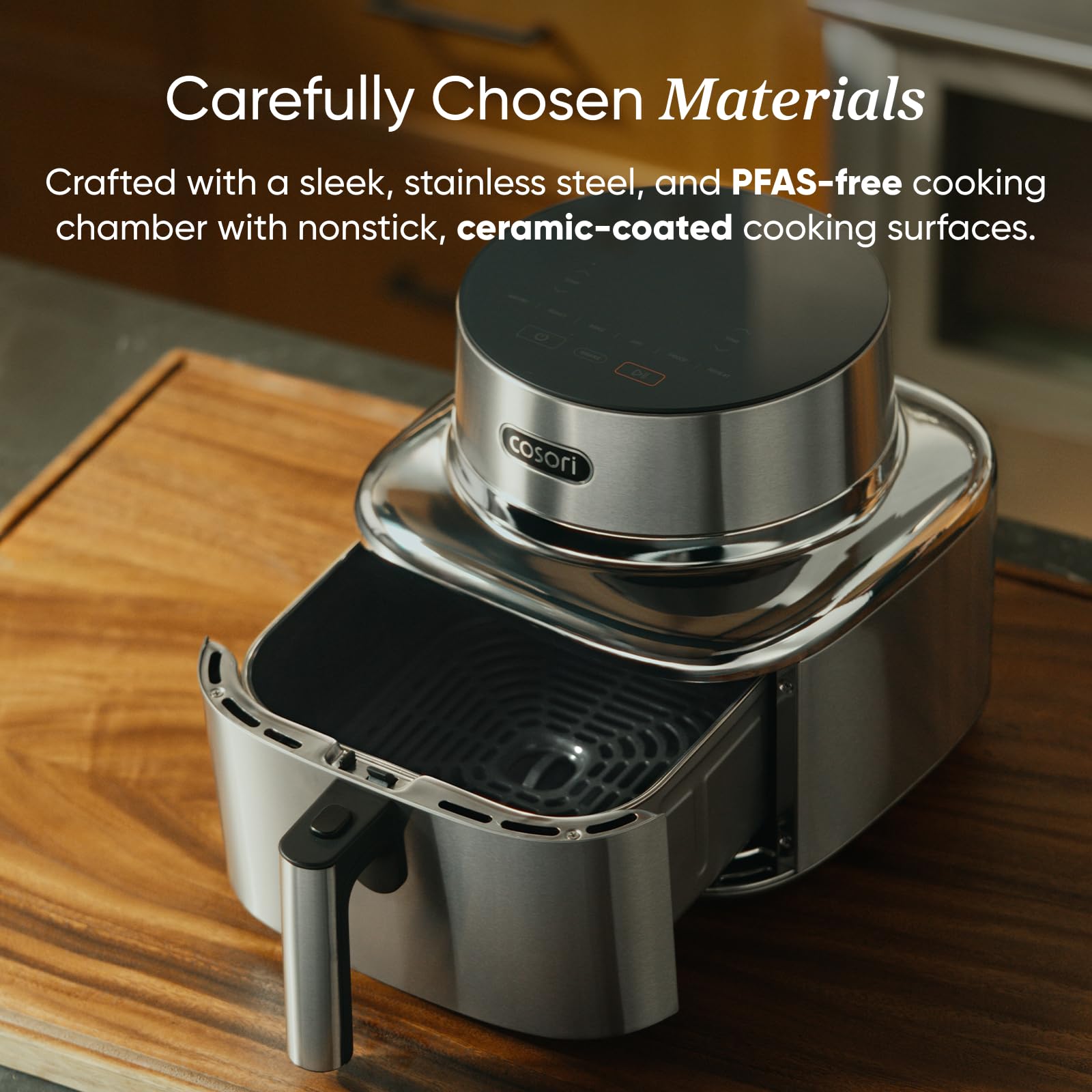 Cosori TurboBlaze Smart Air Fryer 6 Qt, Shake Reminders, 9-in-1, Cream