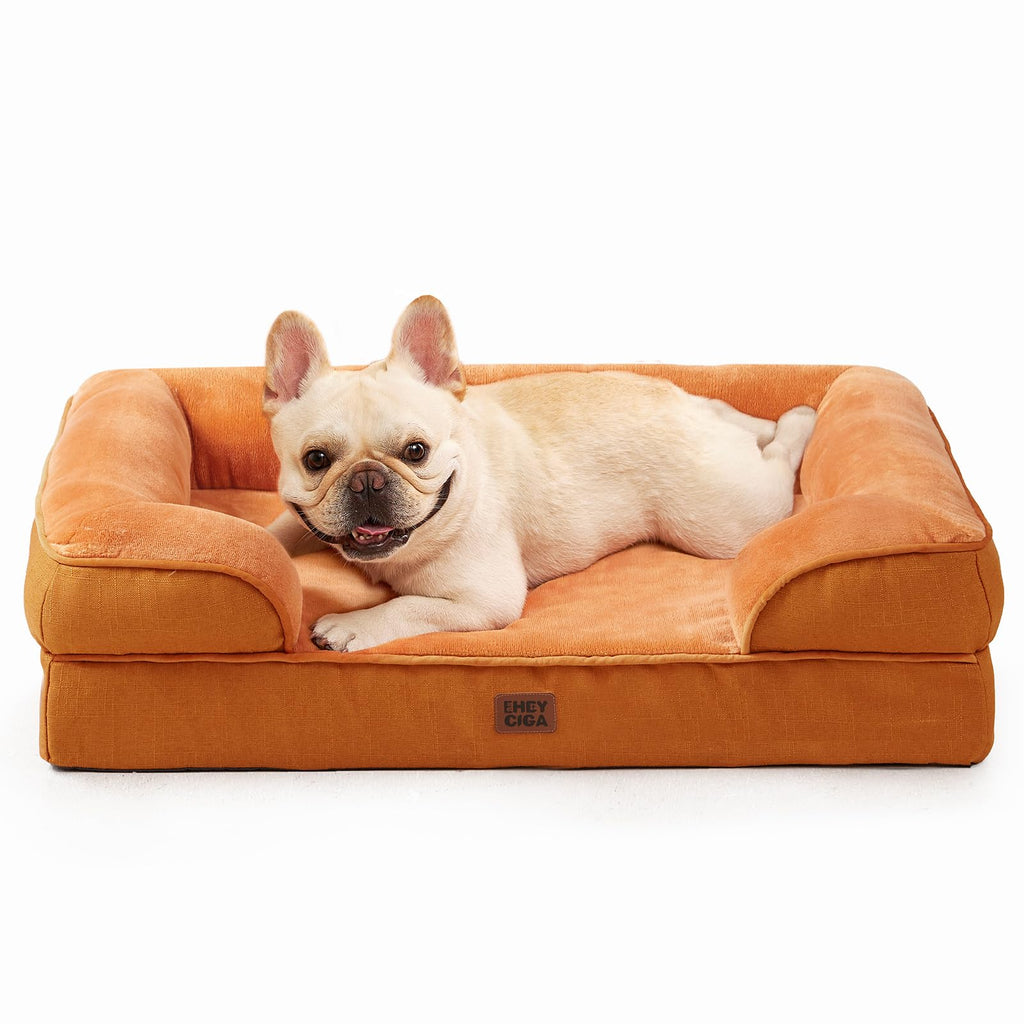 EHEYCIGA Orthopedic Dog Beds Large Sized Dog, Waterproof Memory Foam Pet Bed with Sides, Non-Slip Bottom Large Pet Bed with Washable Removable Cover, Grey