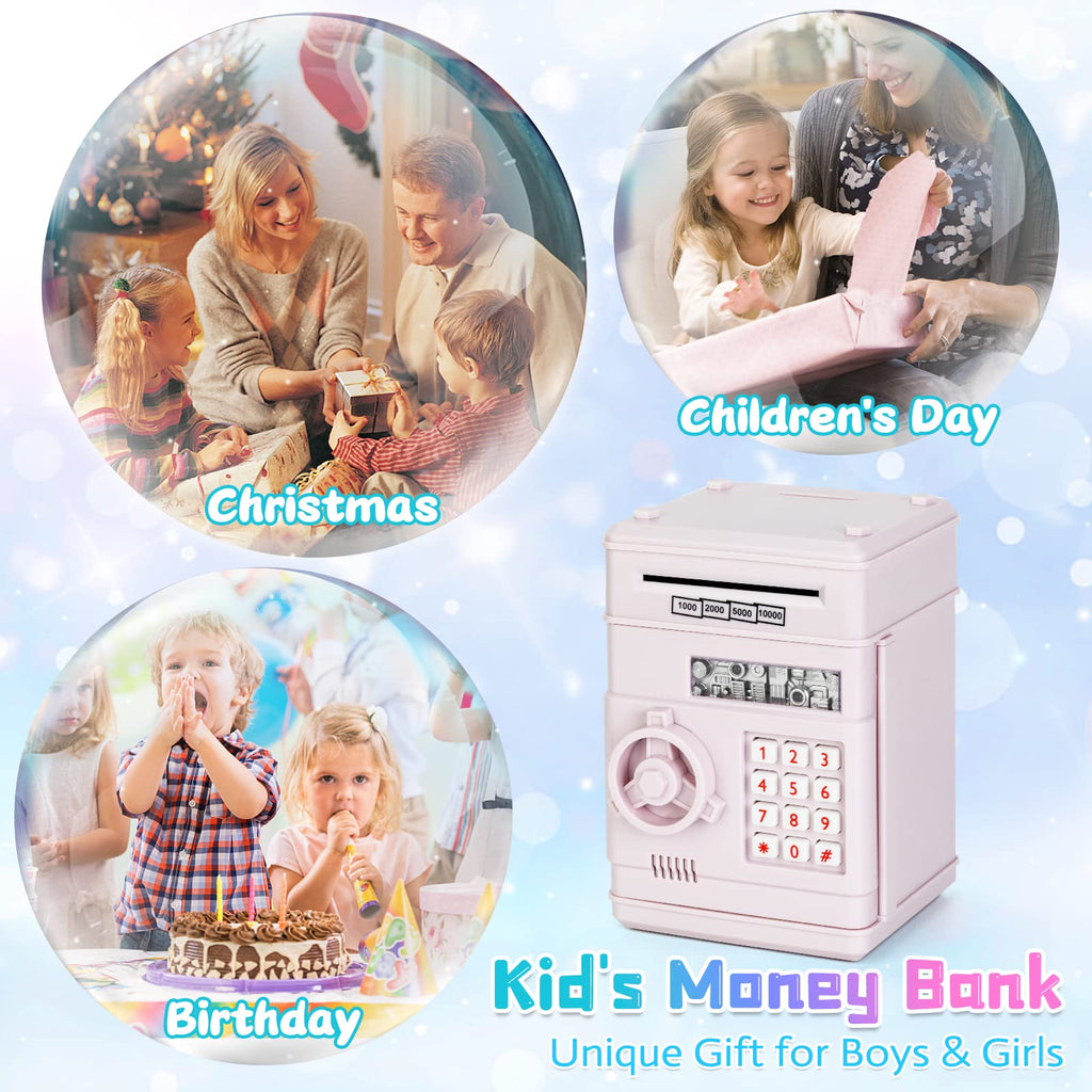 Refasy Piggy Bank Cash Coin Can ATM Bank Electronic Coin Money Bank for Kids Age 3-12, Money Savings Box Mini ATM Coin Bank Toys Gifts for 3 4 5 6 7 8 9 10 11 12 Year Old Boys Girls