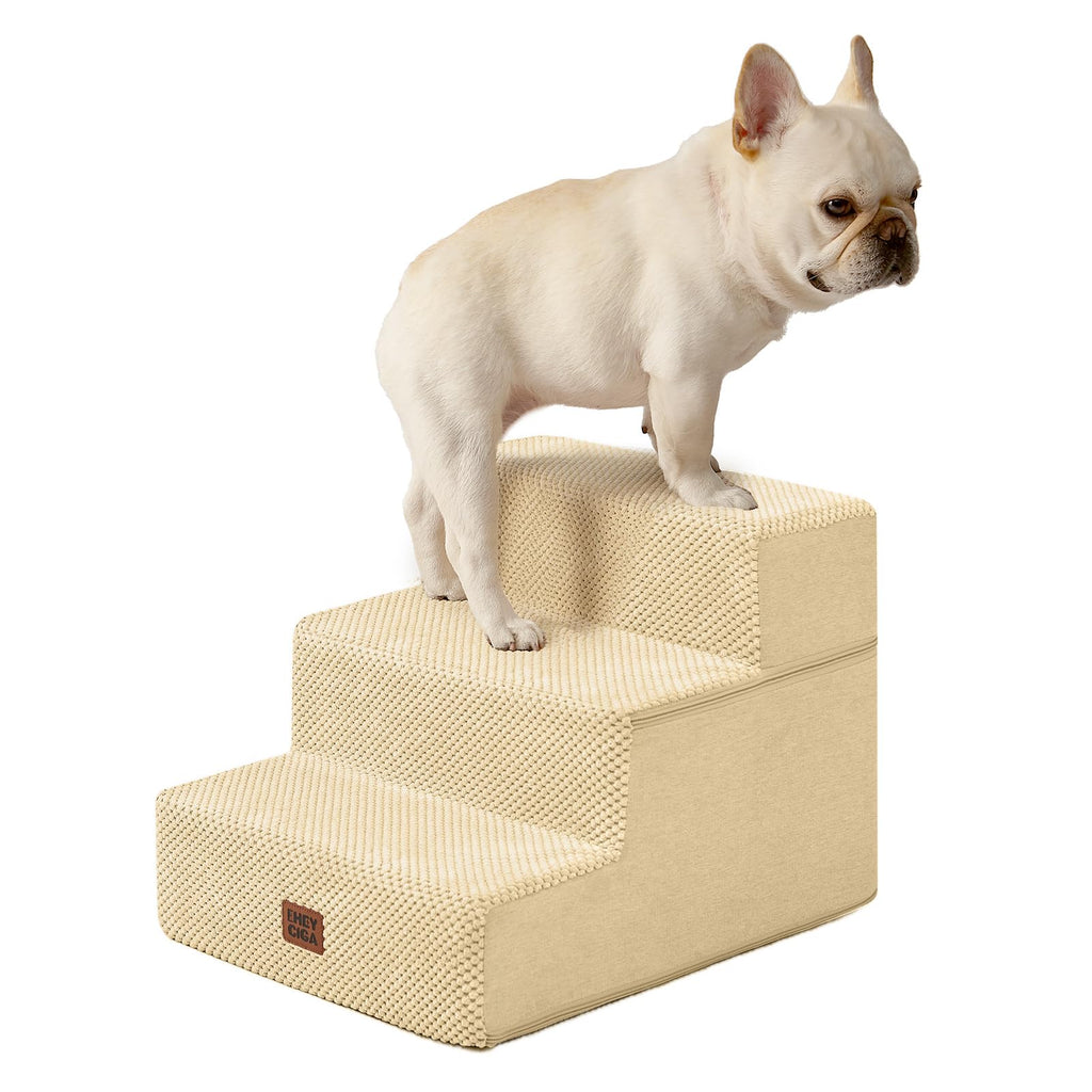 EHEYCIGA Dog Stairs for Bed 18" H, 4-Step Dog Steps for High Bed, Grey