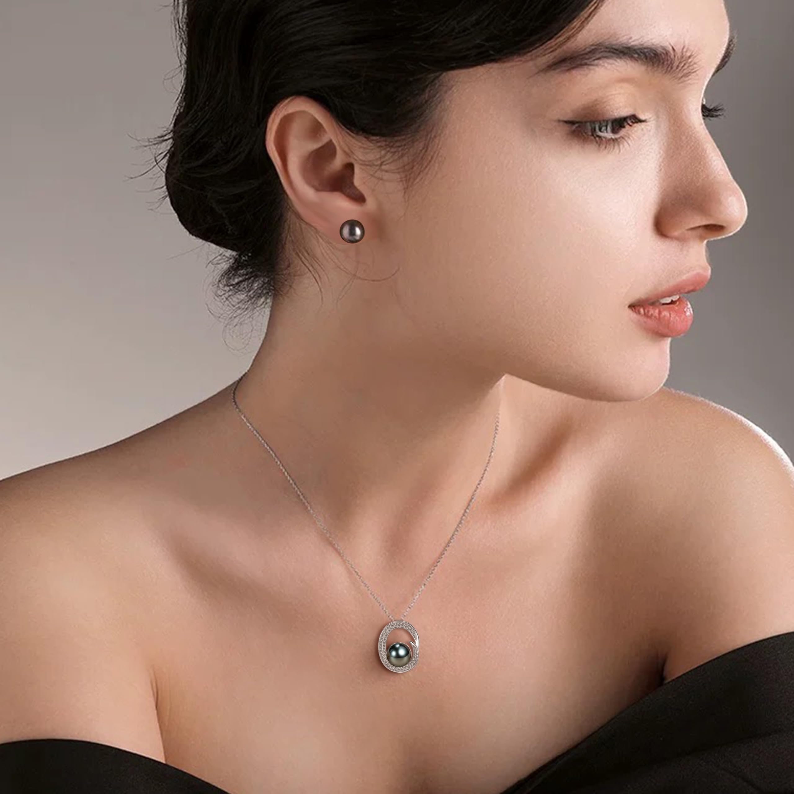 NONNYL Mothers Day Gifts For Wife Women Wedding Anniversary - Real Tahitian-Pearl-Necklace, Birthday Valentines Gifts For Wife Her Mom Christmas - Companion Necklace For Women Luxury Fine Jewelry