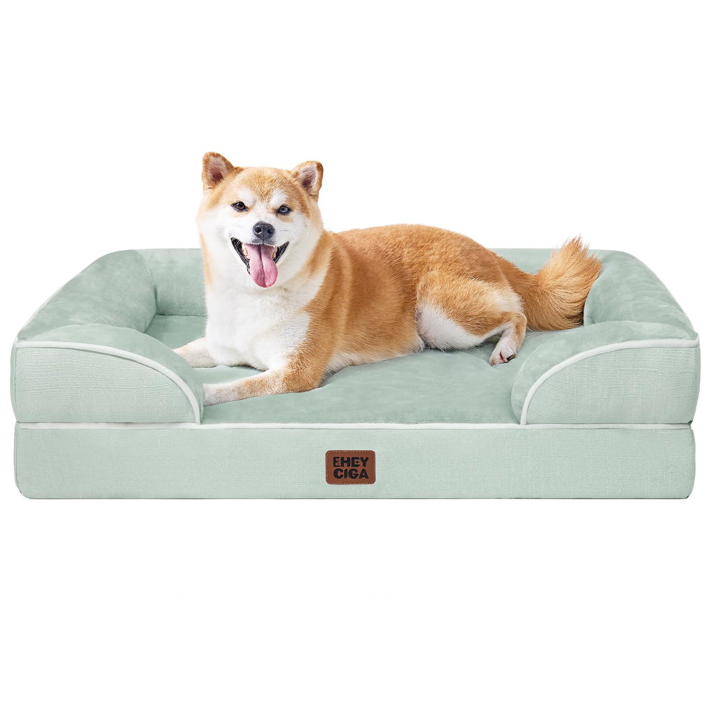 EHEYCIGA Orthopedic Dog Beds Large Sized Dog, Waterproof Memory Foam Pet Bed with Sides, Non-Slip Bottom Large Pet Bed with Washable Removable Cover, Grey