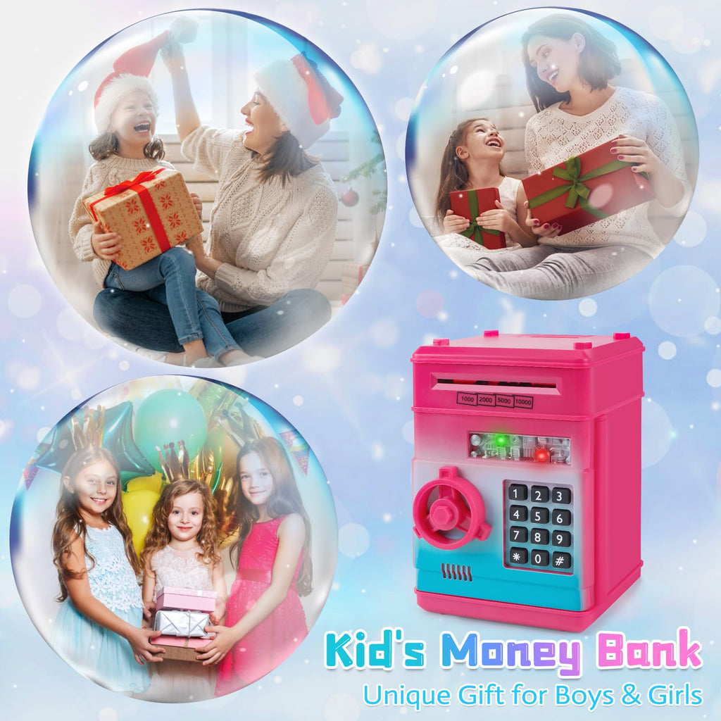 Refasy Piggy Bank Cash Coin Can ATM Bank Electronic Coin Money Bank for Kids Age 3-12, Money Savings Box Mini ATM Coin Bank Toys Gifts for 3 4 5 6 7 8 9 10 11 12 Year Old Boys Girls