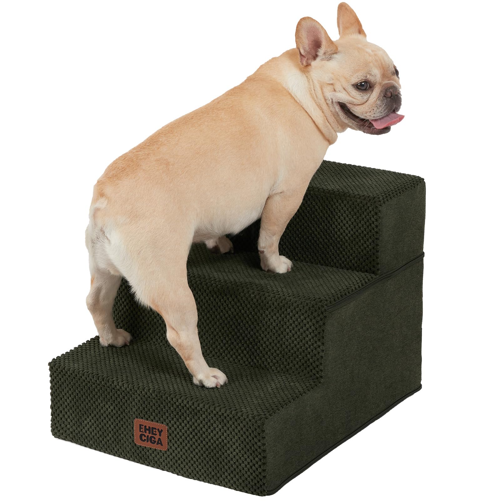 EHEYCIGA Dog Stairs for Bed 18" H, 4-Step Dog Steps for High Bed, Grey