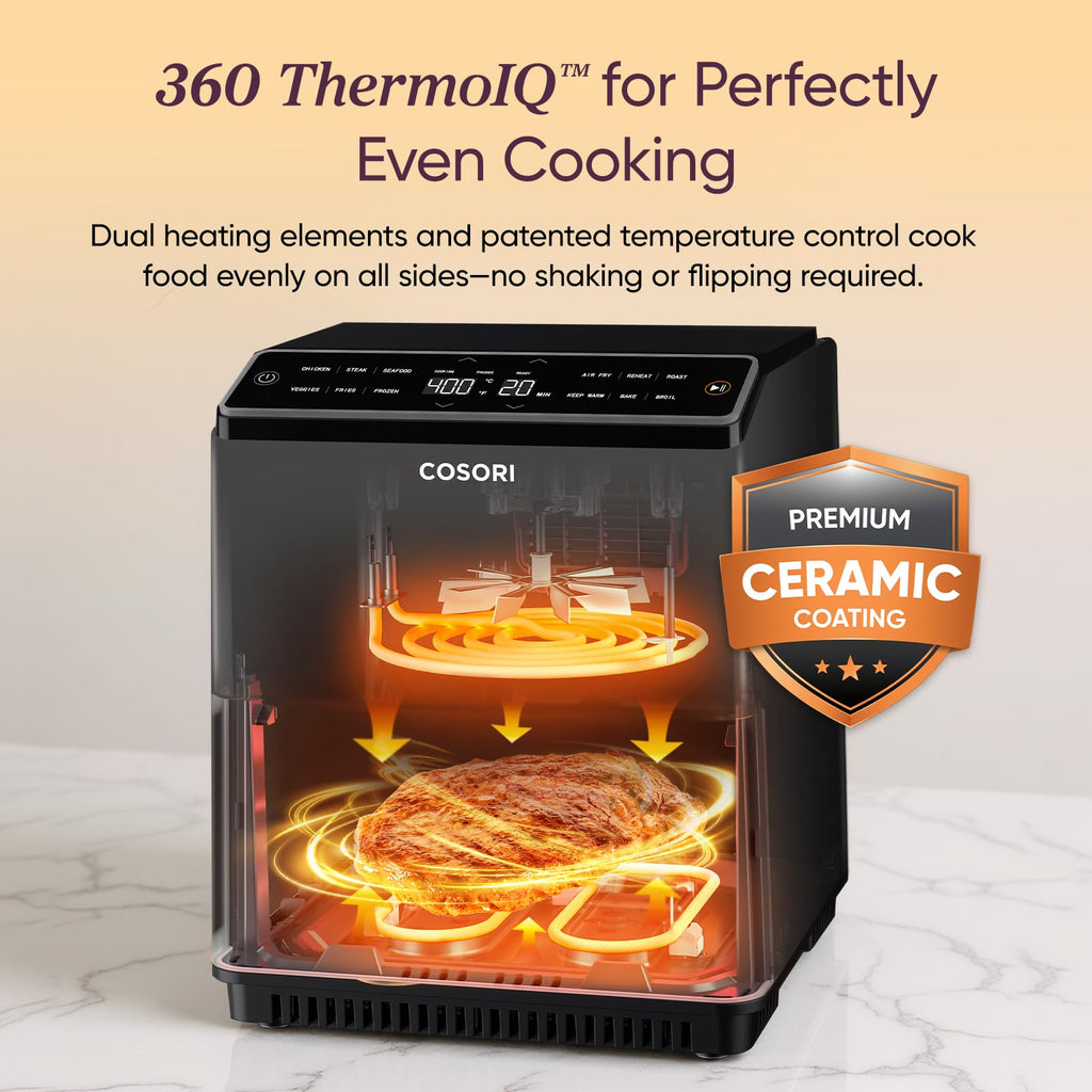 Cosori TurboBlaze Smart Air Fryer 6 Qt, Shake Reminders, 9-in-1, Cream
