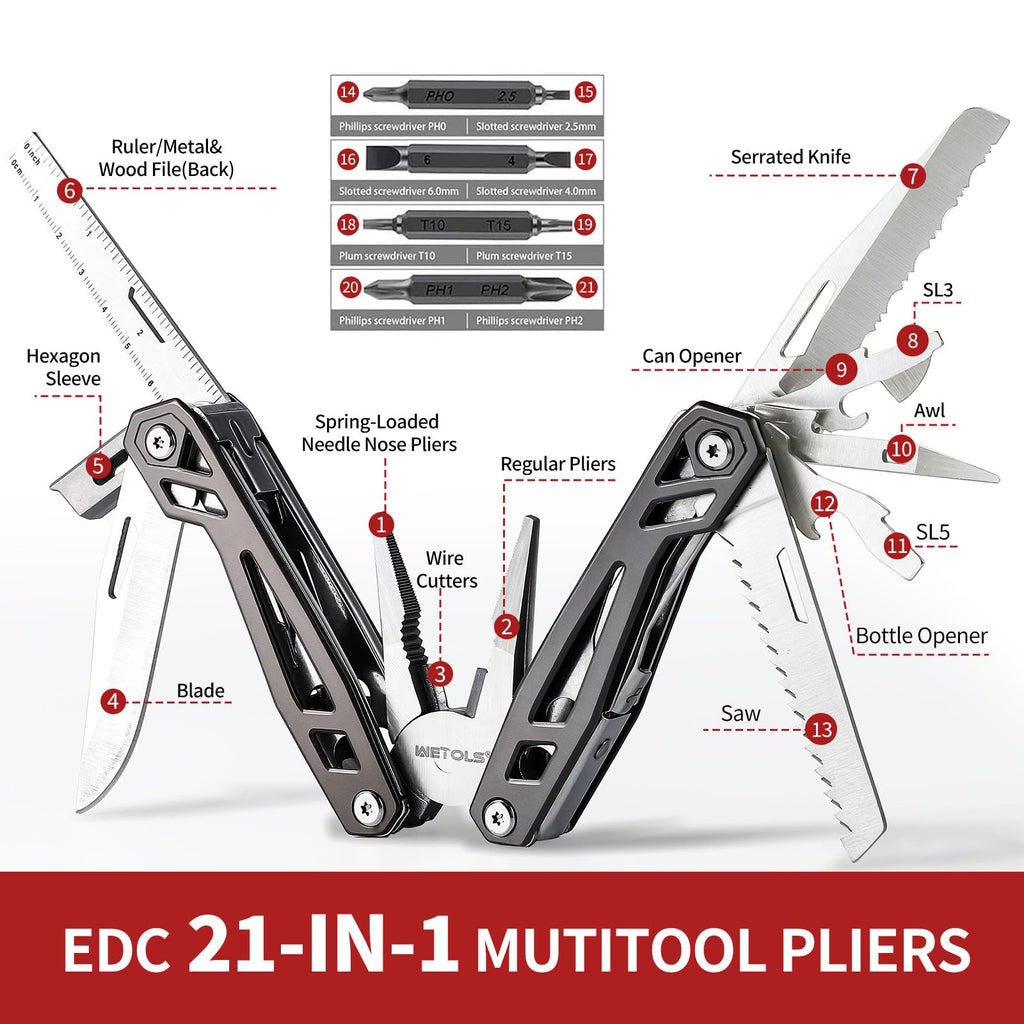 Multitool with Pocket Knife, Birthday Gifts for Men Women Mom Dad