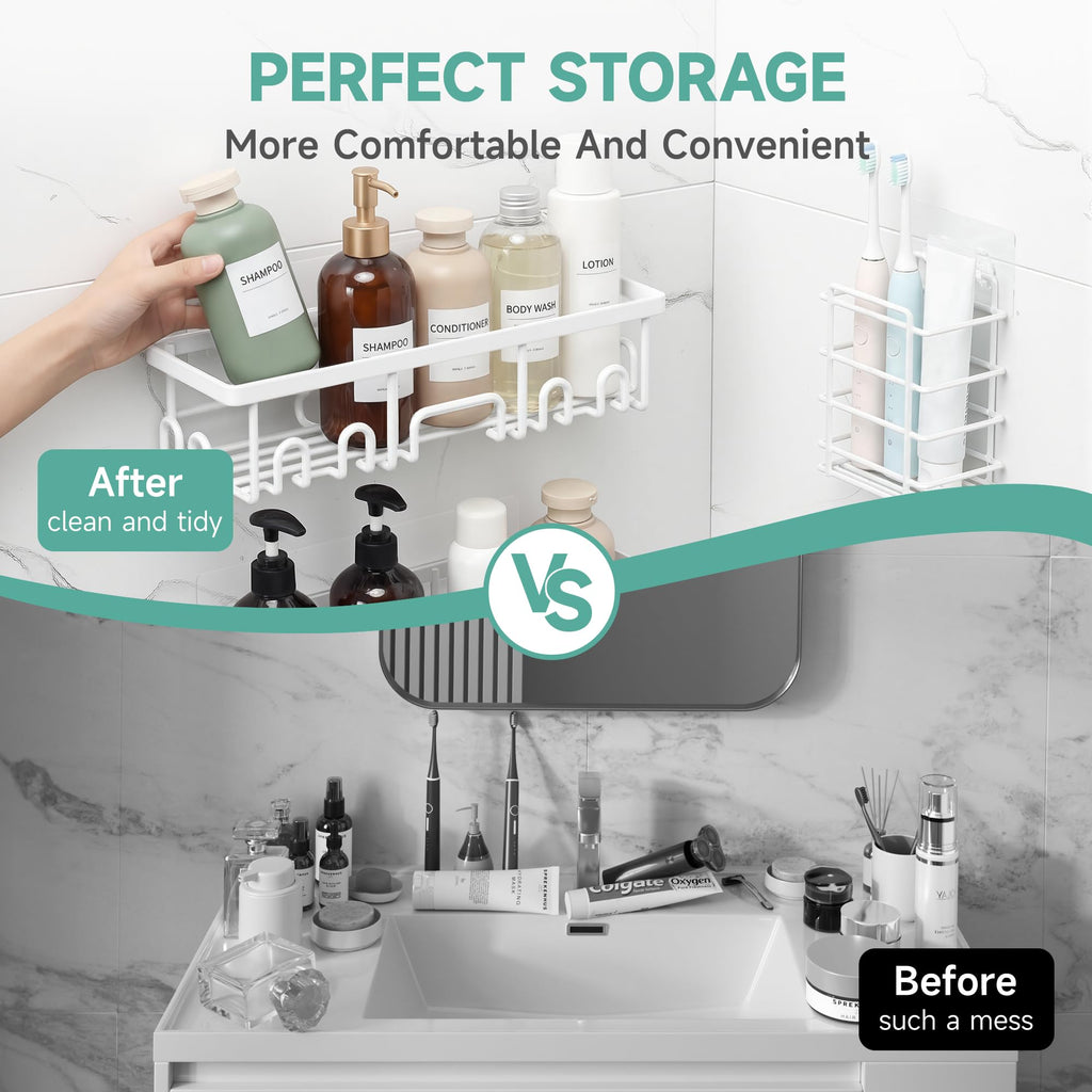 Veken Shower Caddy 6-Pack, Bathroom Organizers and Storage Shelves, Black